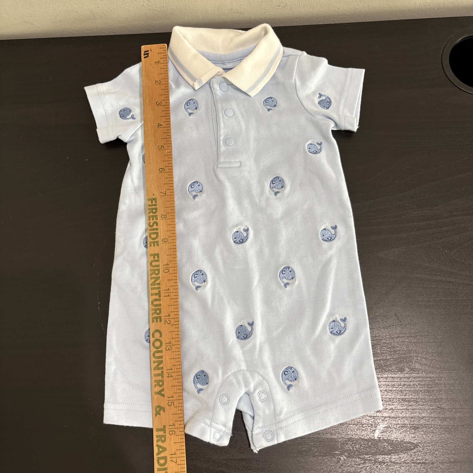 First Impressions Baby Boy Summer One Piece Outfit 6-9 Months Embroidered Whale