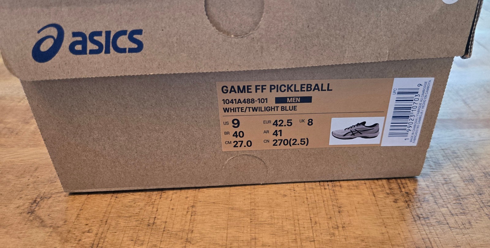 ASICS Game FF Pickleball Men’s Size 9 White/Twilight Blue 1041A488-101, DS USA