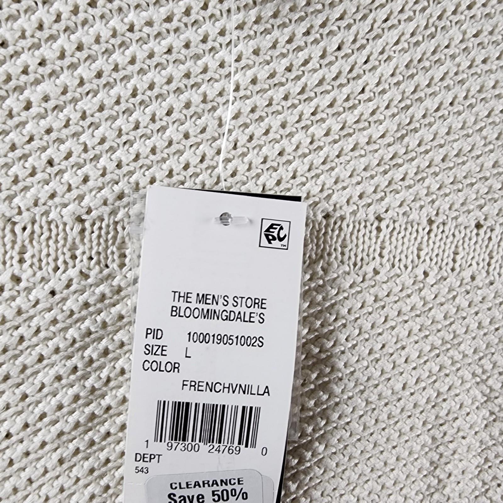 The Men’s Store at Bloomingdales Rolled Neck Silk Blend Sweater L French Vanilla