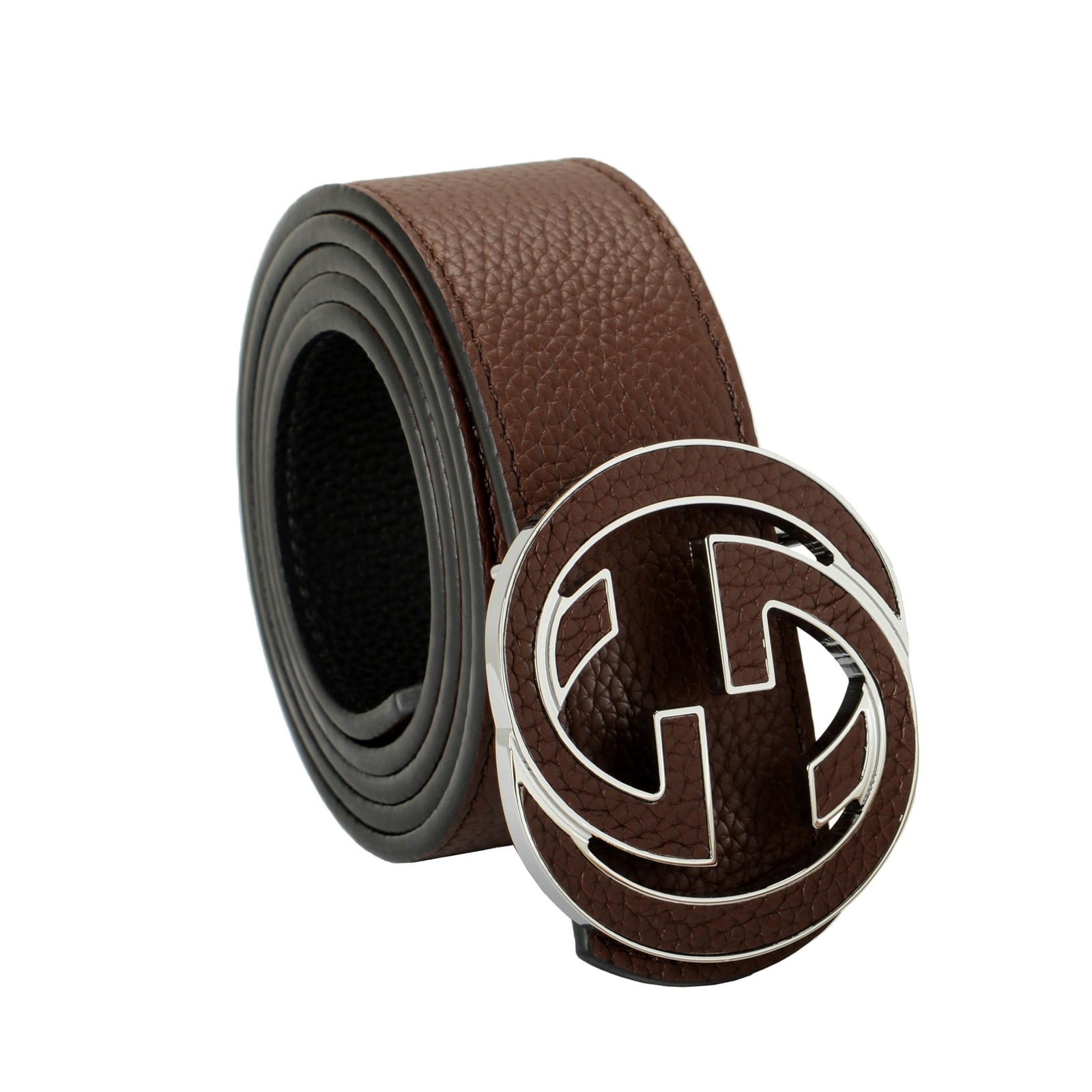 Gucci Black/Brown Textured Leather Reversible Double G Buckle Belt US 36 IT 90