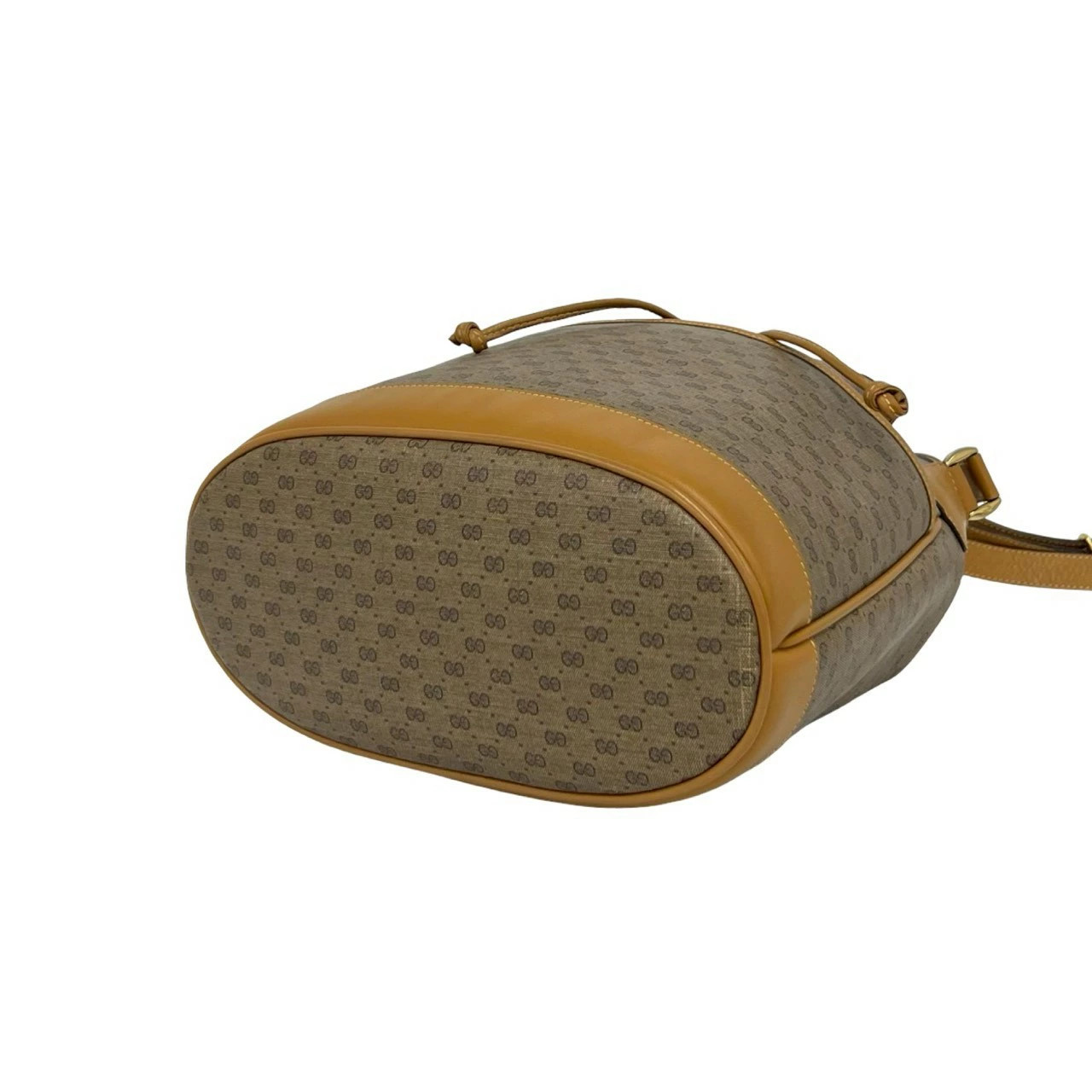 GUCCI Vintage Old Gucci GG Logo Pattern Leather Mini Boston Handbag Navy Bag