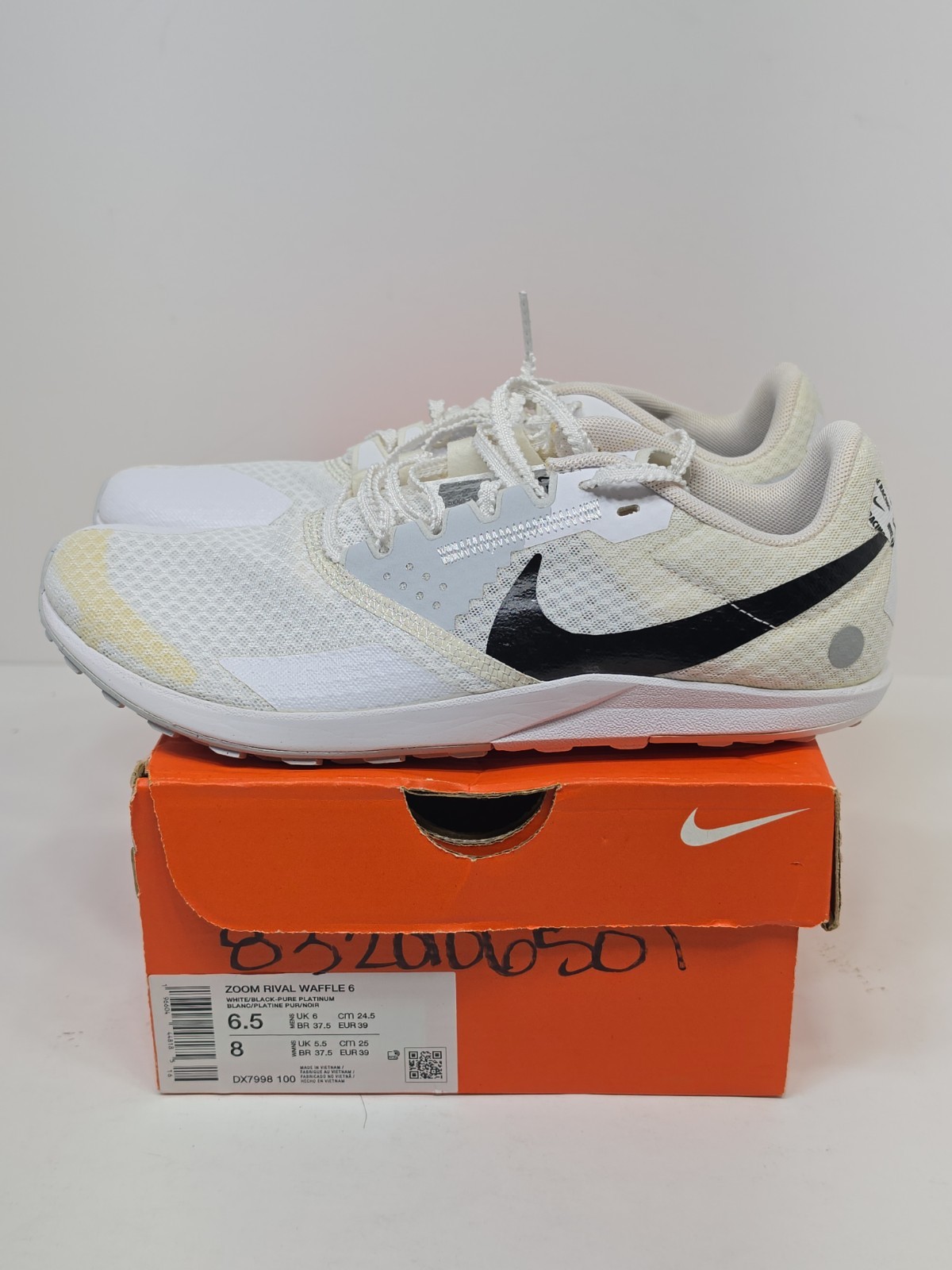 NIKE Zoom Rival Waffle 6 Mens Running Shoes DX7998 100 Wht/Blk Men 6.5 Women 8