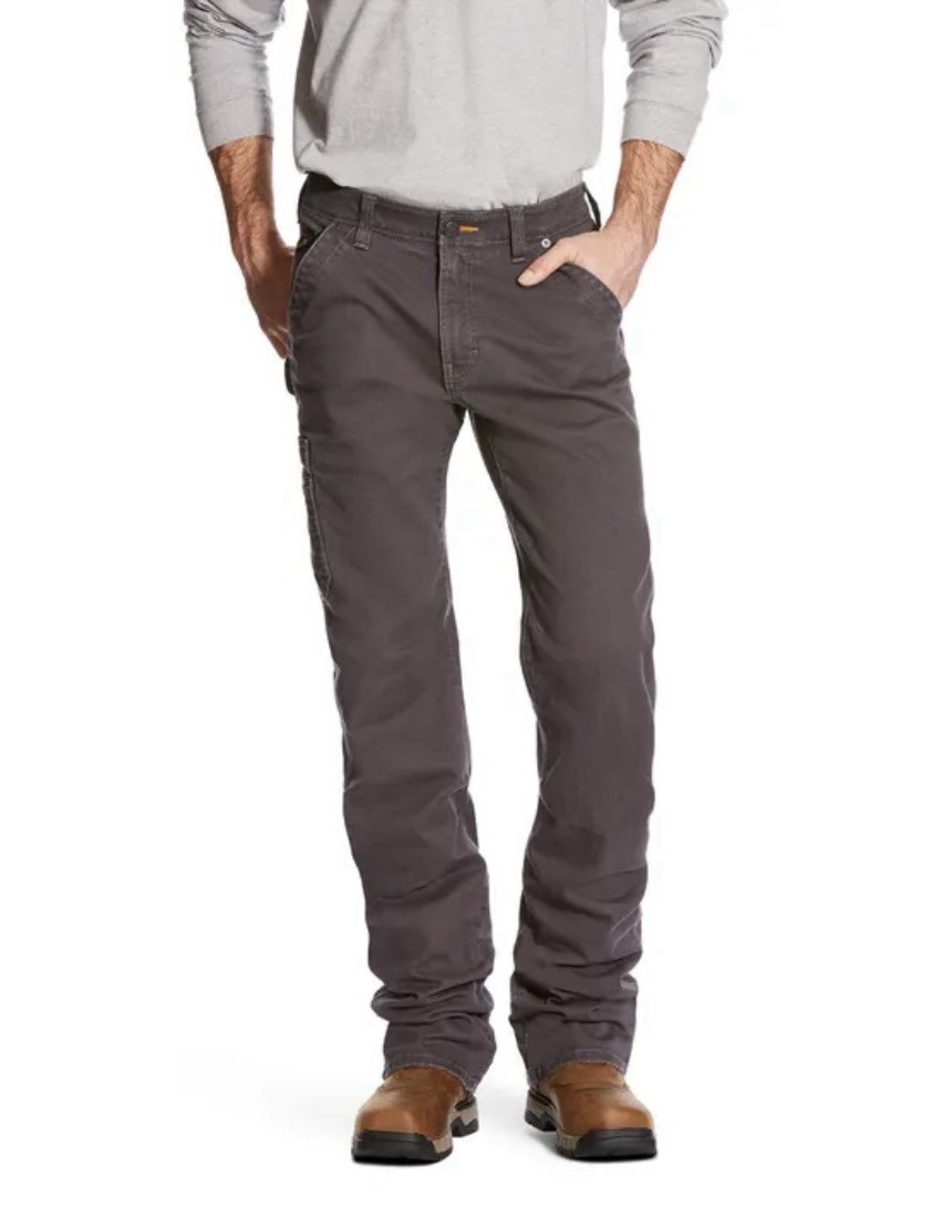 Ariat Rebar M4 Low Rise Boot Pants Mens 42” x 33.5” Gray Work DuraStretch Denim.