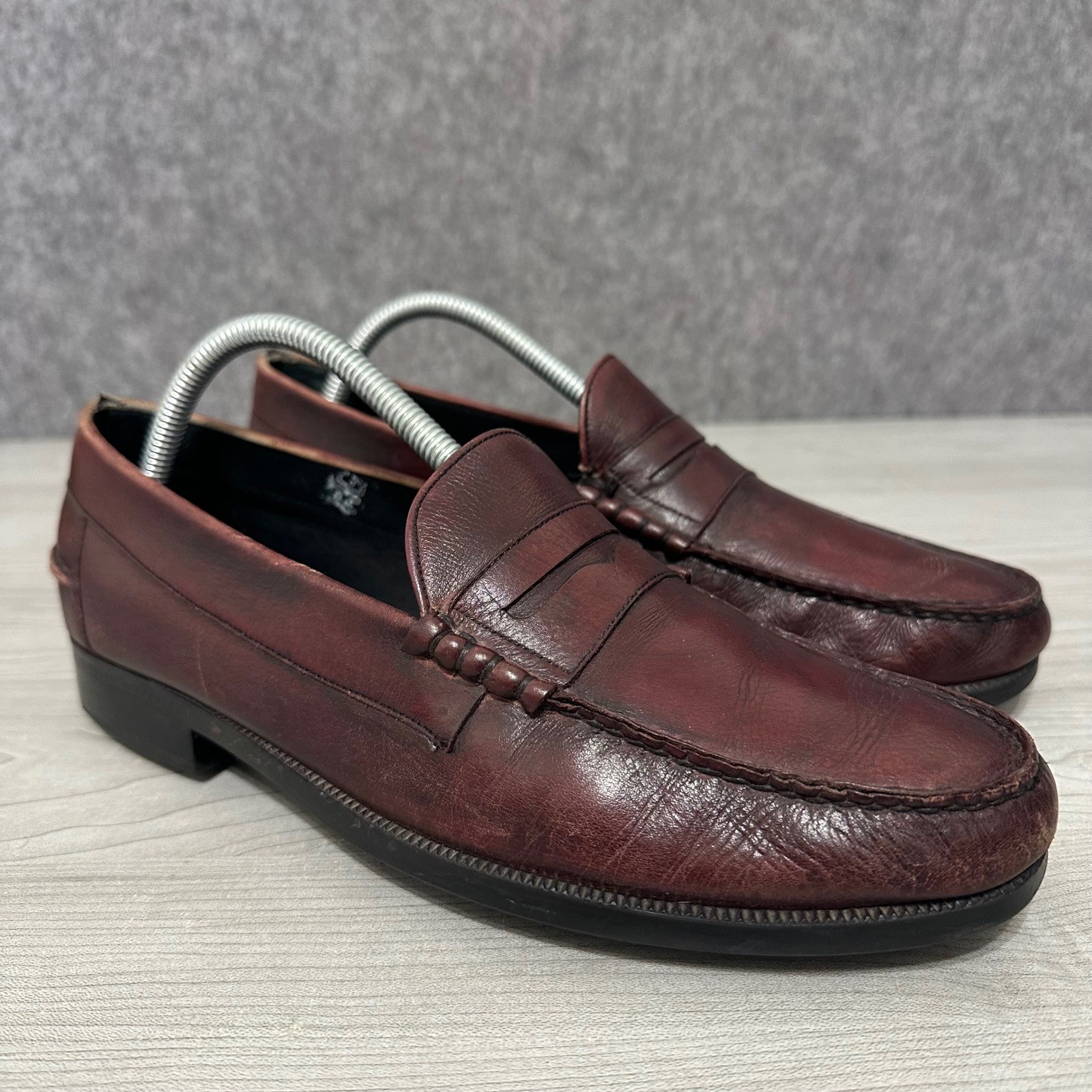Vintage Tacco Footcare Mens Burgundy Leather Penny Loafers Dress Shoes Size 9