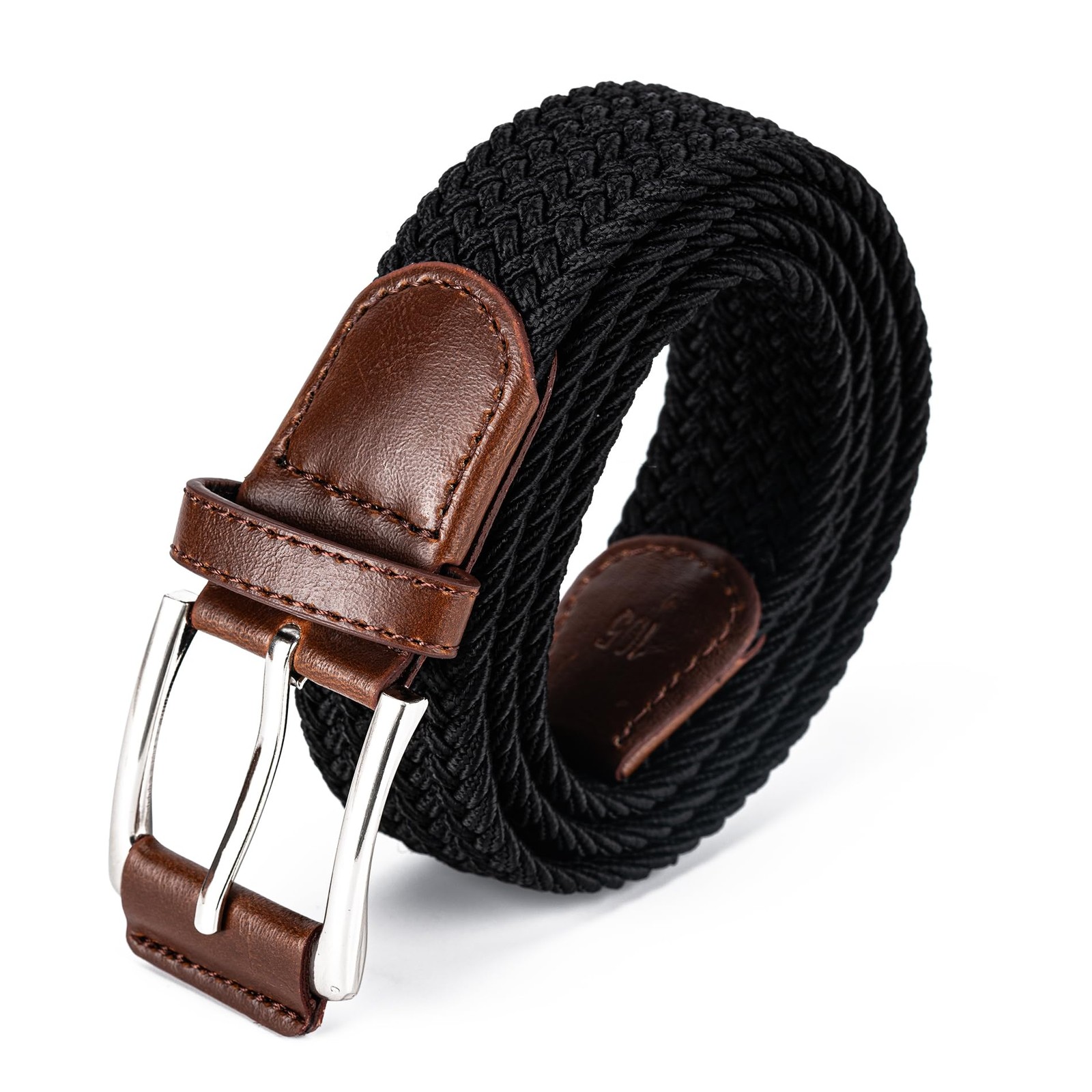 Aegero Stretch Belt Men,Canvas Elastic Fabric 32″-36″Waist Adjustable, Black