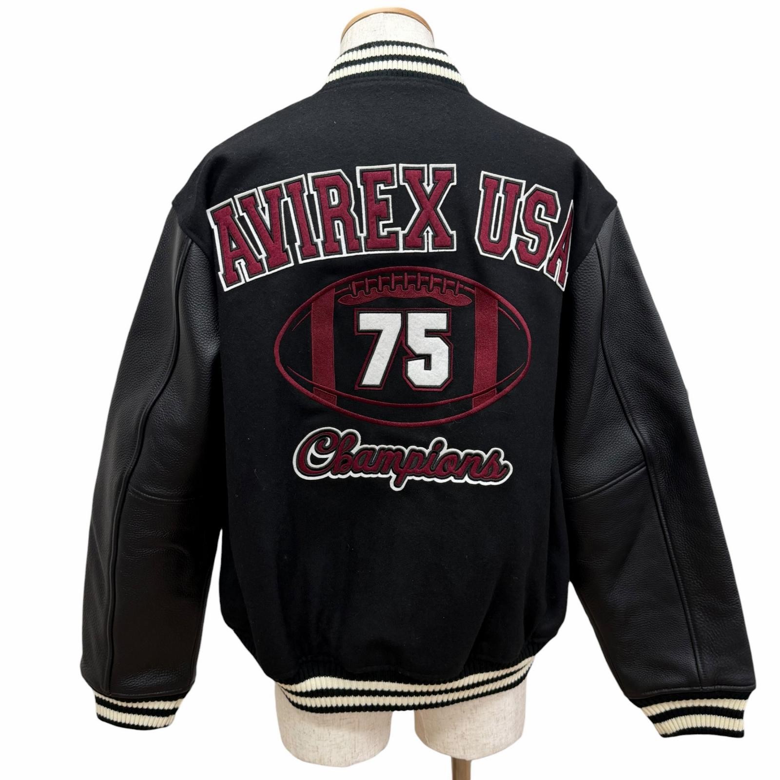 Avirex SKOOKUM leather sleeve varsity jacket – DUTY FREE