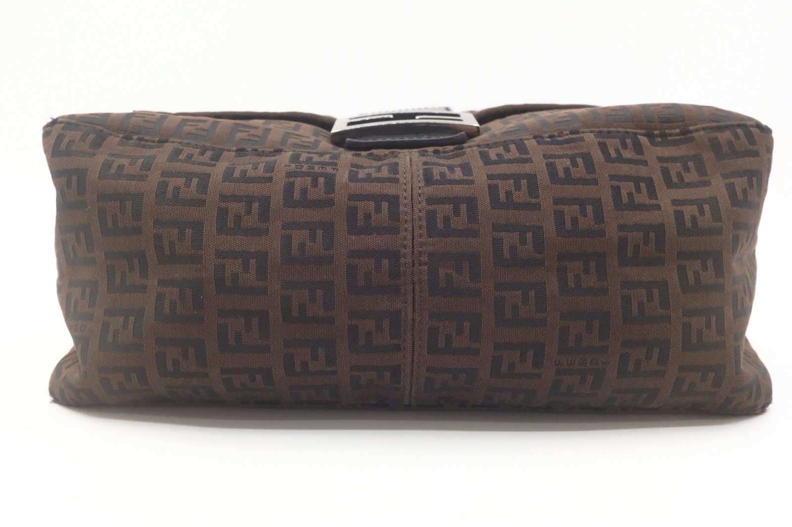 Authentic Fendi Zucchino Mamma Baguette Shoulder Bag 8BR001