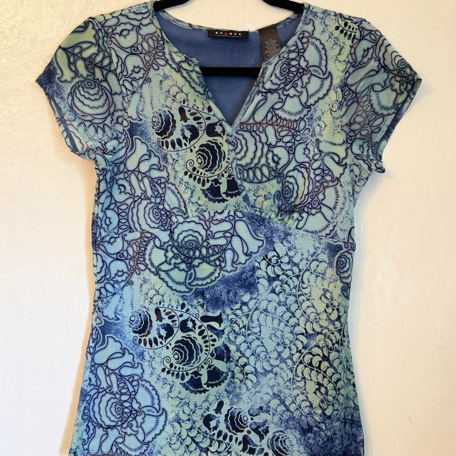Blue Green Floral Y2K Medium