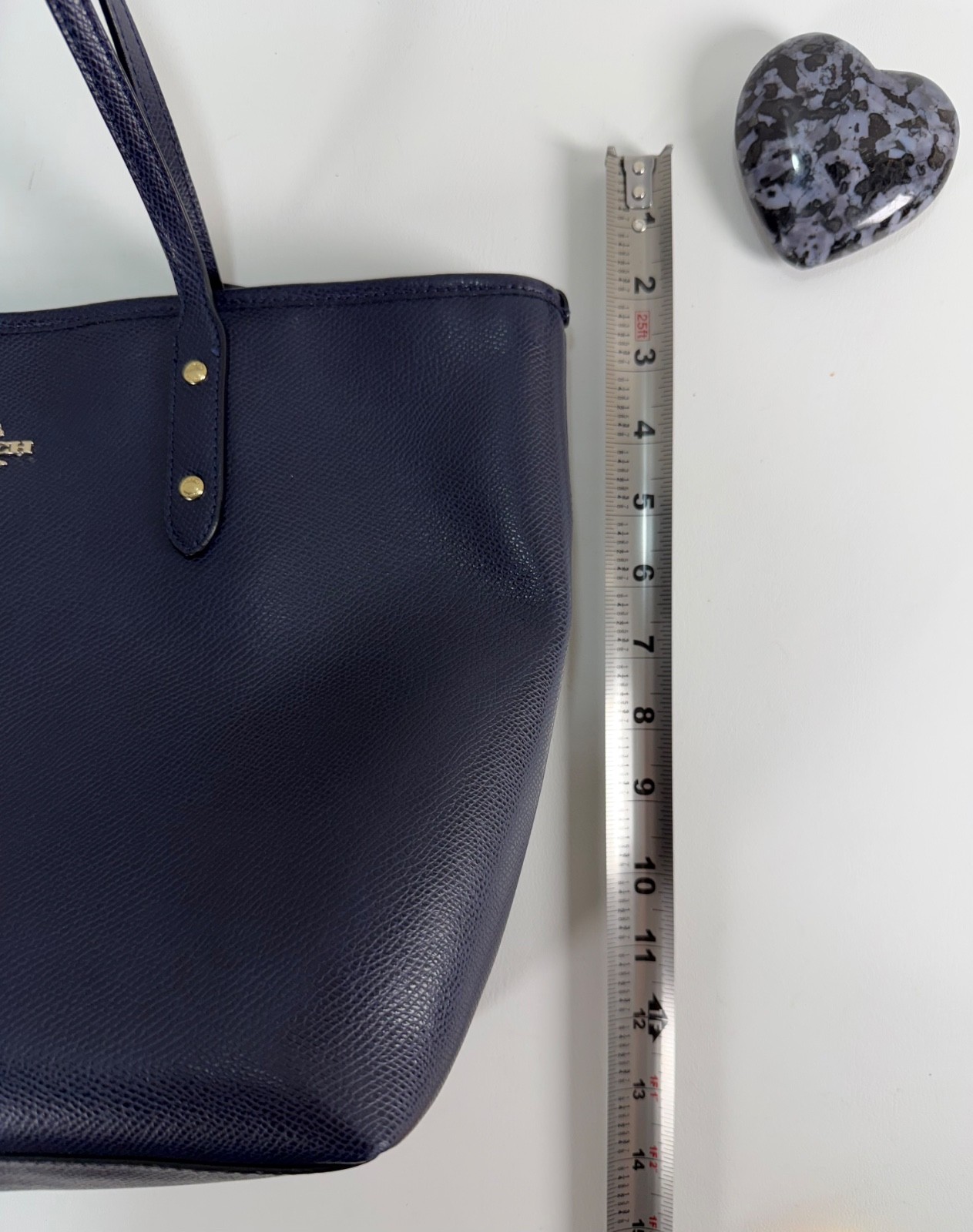 Coach Gallery Tote Bag Navy Blue Crossgrain Leather Gold Hardware F79608