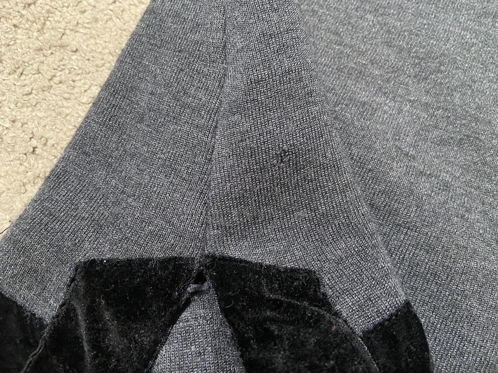 Soft Surroundings Runway Tunic Sweater Plus Size 3X Gray Wool Black Velvet Trim