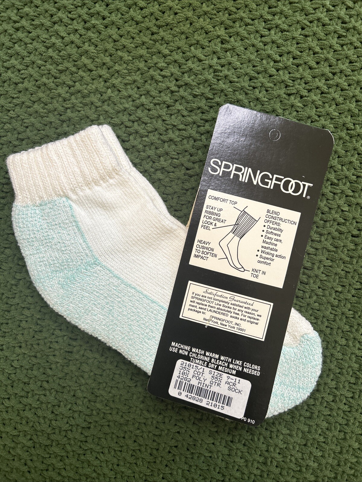 VTG Socks Acrylic Springfoot 9-11 NOS 90s Running Cushioned Quarter USA Low Cut.