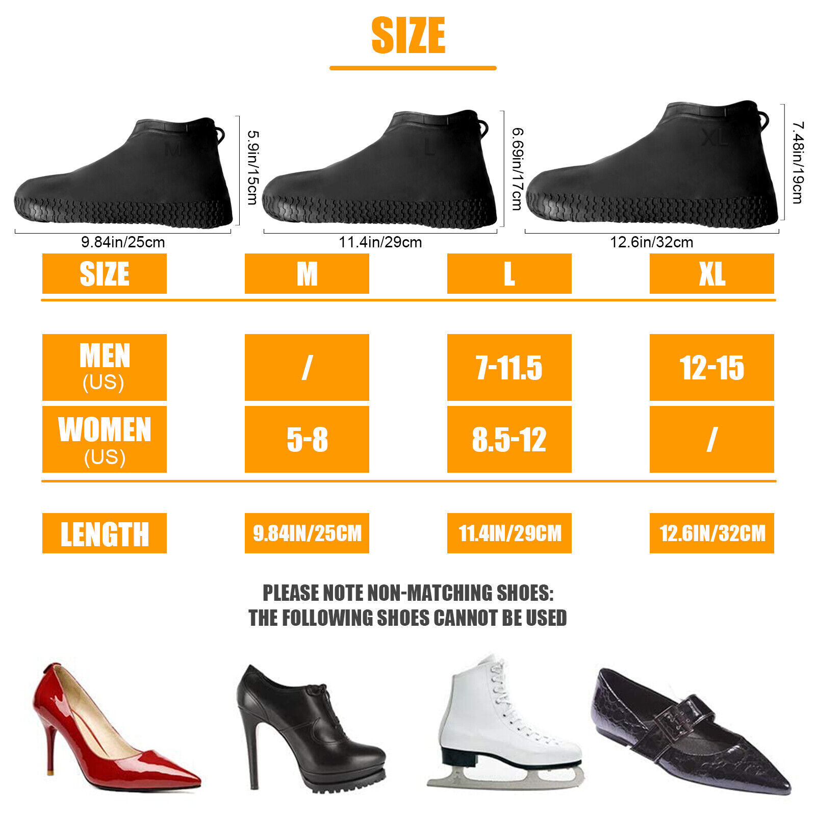 Non-slip Reusable Rain Shoes Covers Rubber Overshoes Boot Waterproof Protector