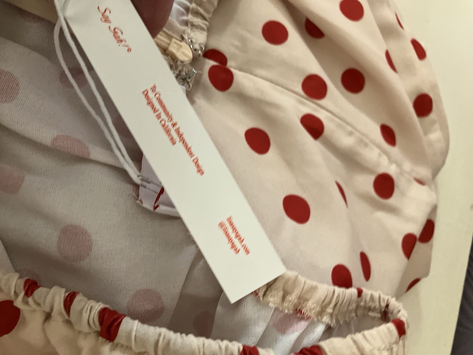 NWT’s LISA SAYS GAH THE SUZY DRESS Polka Dot Beige/Red Mini Designer SZ XS