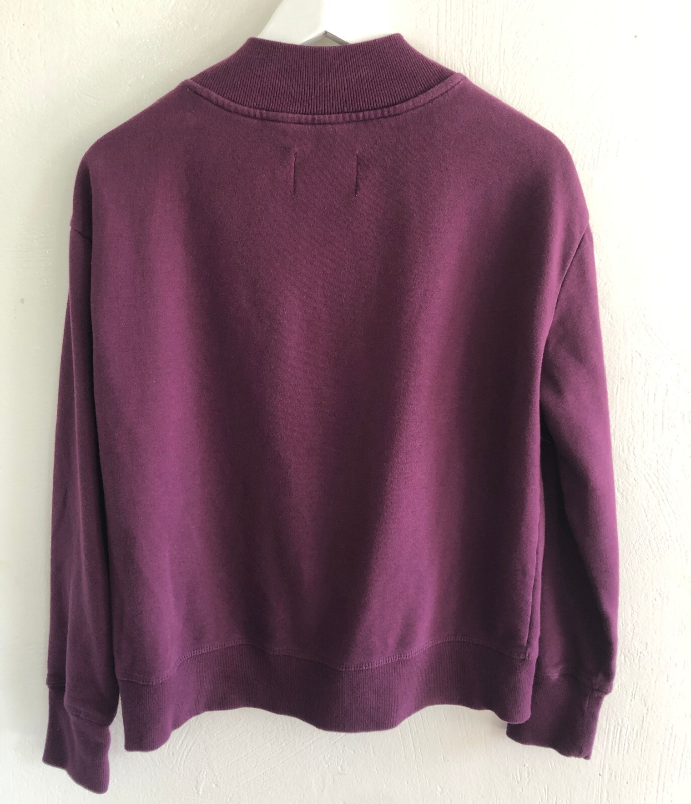 vtg Champion Mock Neck Sweatshirt Sz S Dark Magenta Cotton Blend Crop LOGO