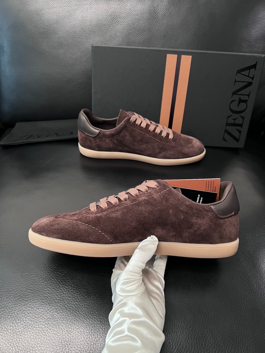 Zegna Oasi 232 Mens Suede Leather Casual Sneakers Dark Brown Size 38-45