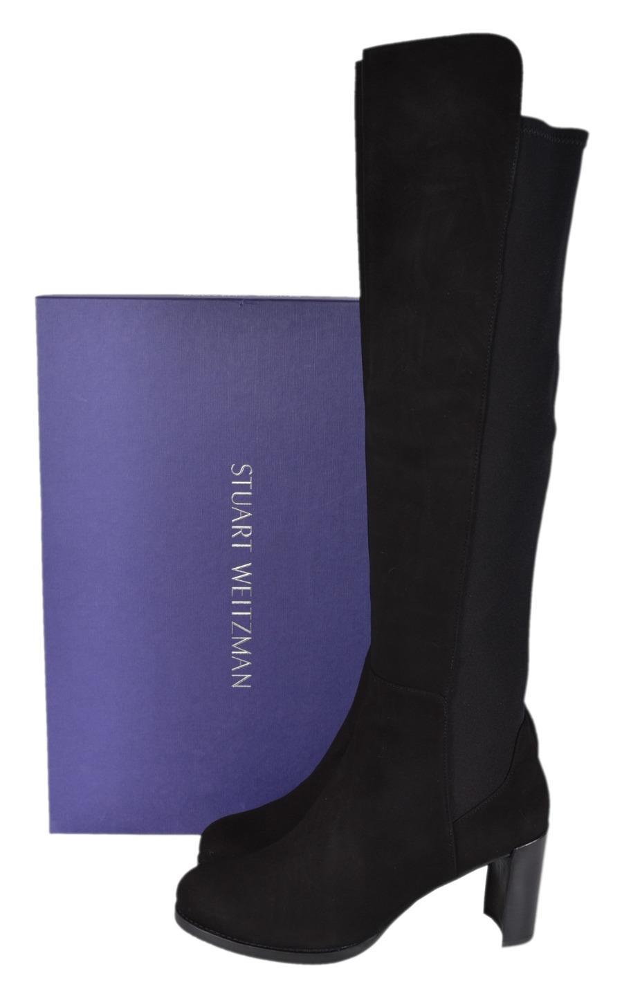 New Stuart Weitzman Women’s $765 Black Stretch Suede Lowjack Over the Knee Boots