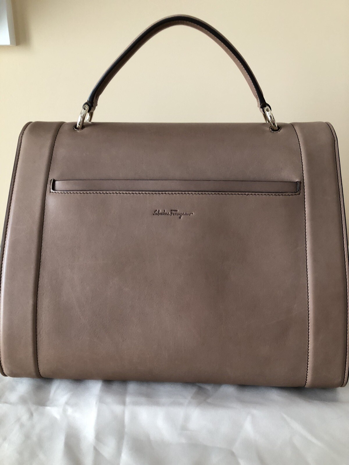 Salvatore Ferragamo Moka Calf “Jasmine FL Skin ” Bag, Handbag, 21-G880