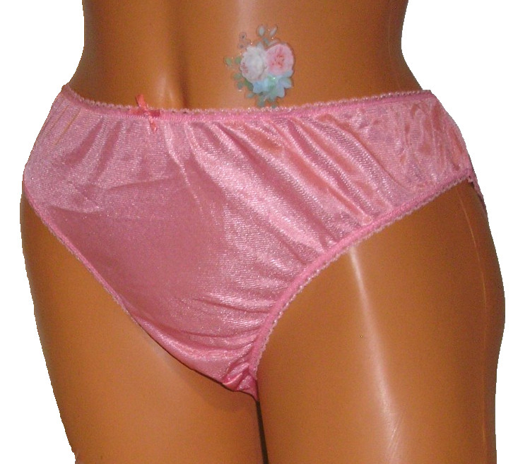Panties Lingerie Shiny Semi Sheer Pink Bikini, Size 10 3X