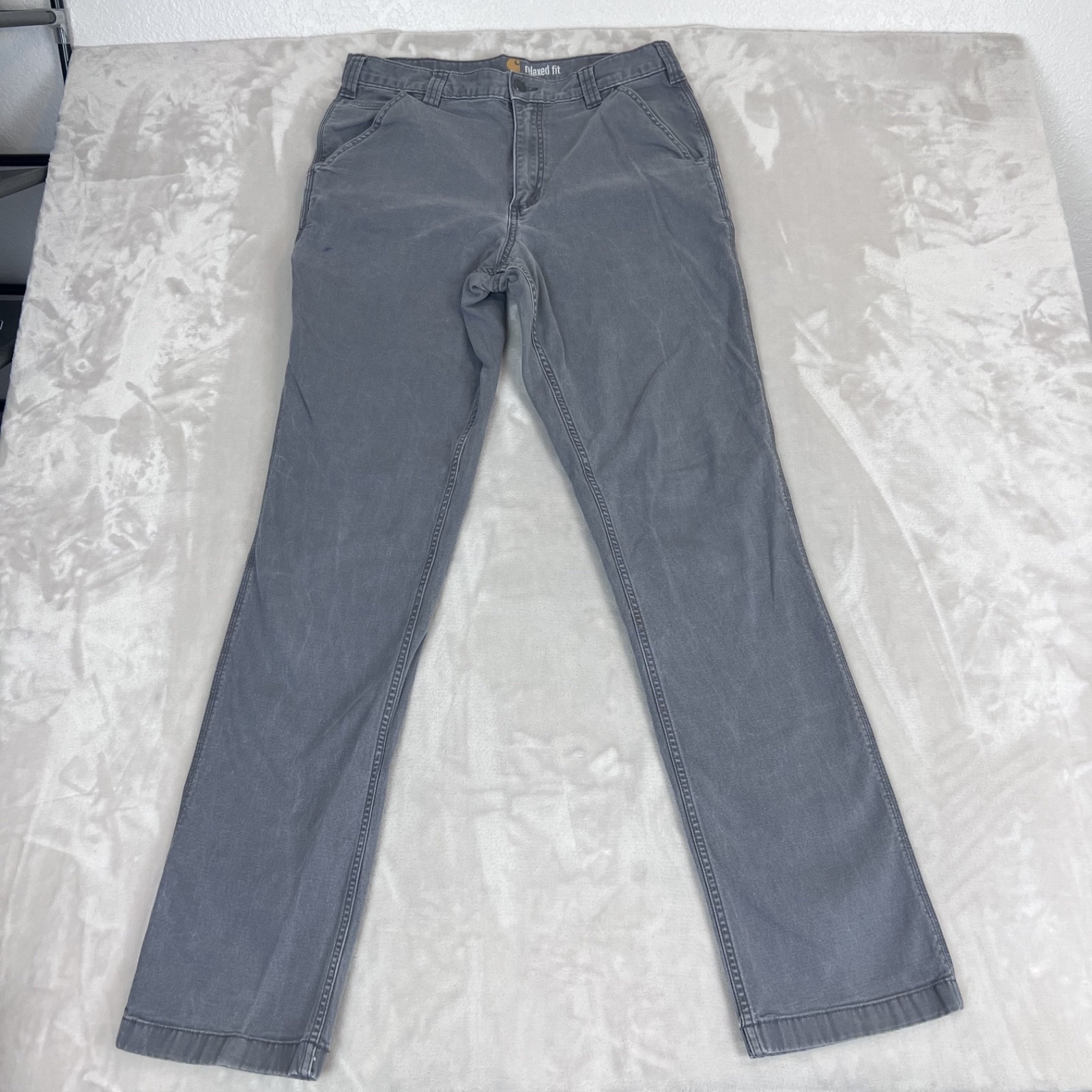 Carhartt Pants Mens 34×36 Gray Relaxed Straight Rigby Dungaree Workwear Grunge