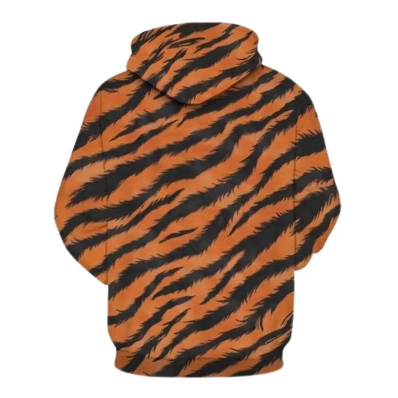 Tiger Stripe Orange Black Animal Pattern Unisex 3D Hoodie Top