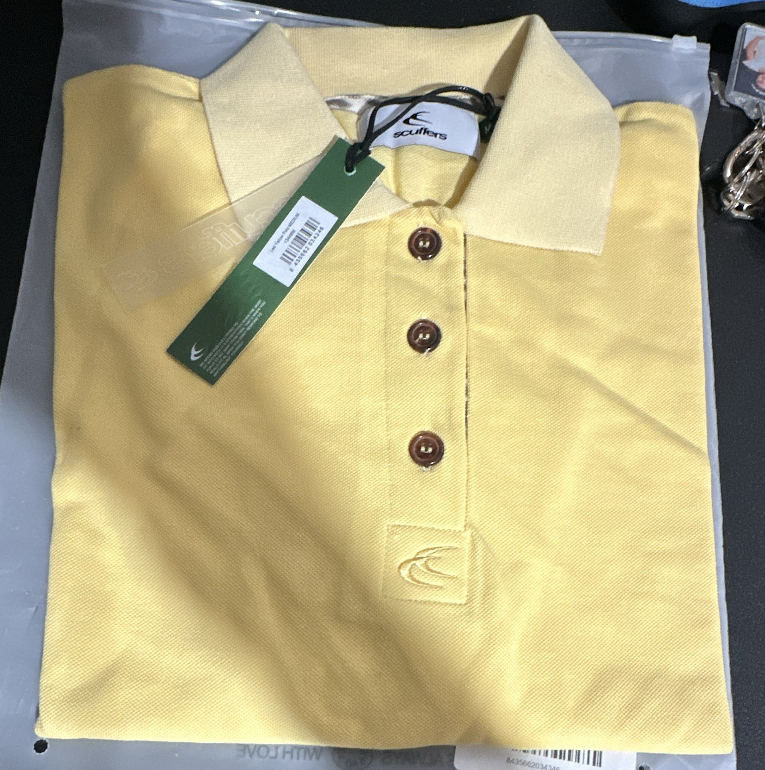 Scuffers Leo Men’s Polo Shirt M Yellow Solid Short Sleeve Breathable Cotton Golf