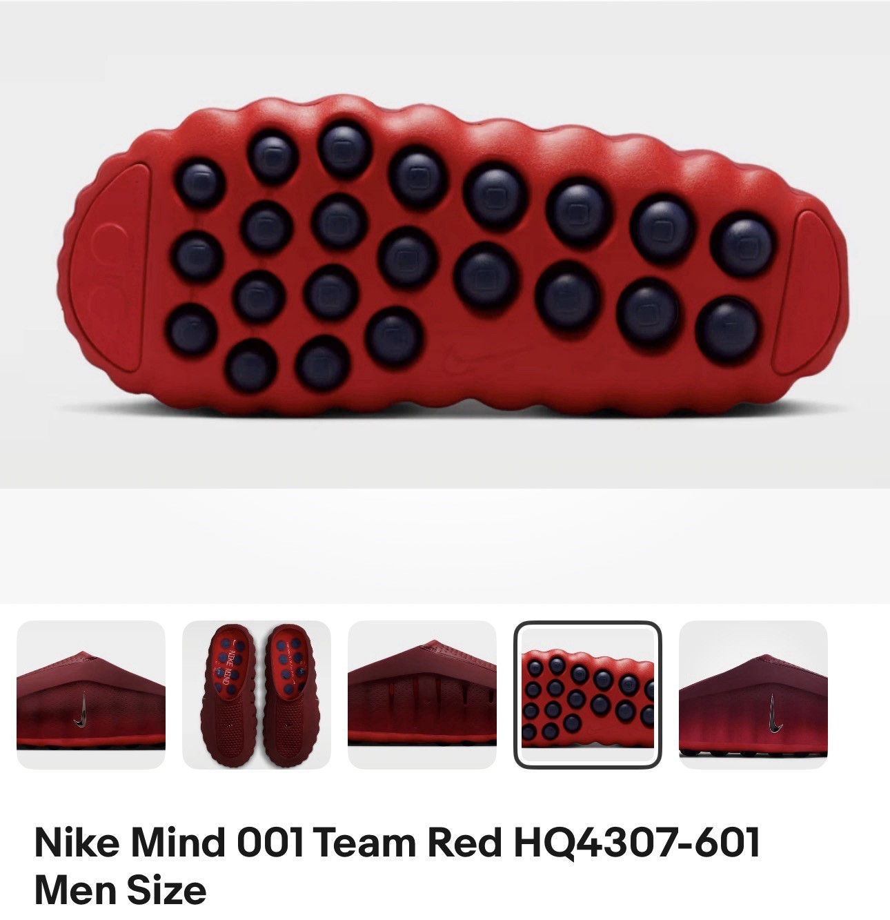 Nike Mind 001 Men’s Slide Sandals Team Red Solid Pattern Logo SlipOn W5