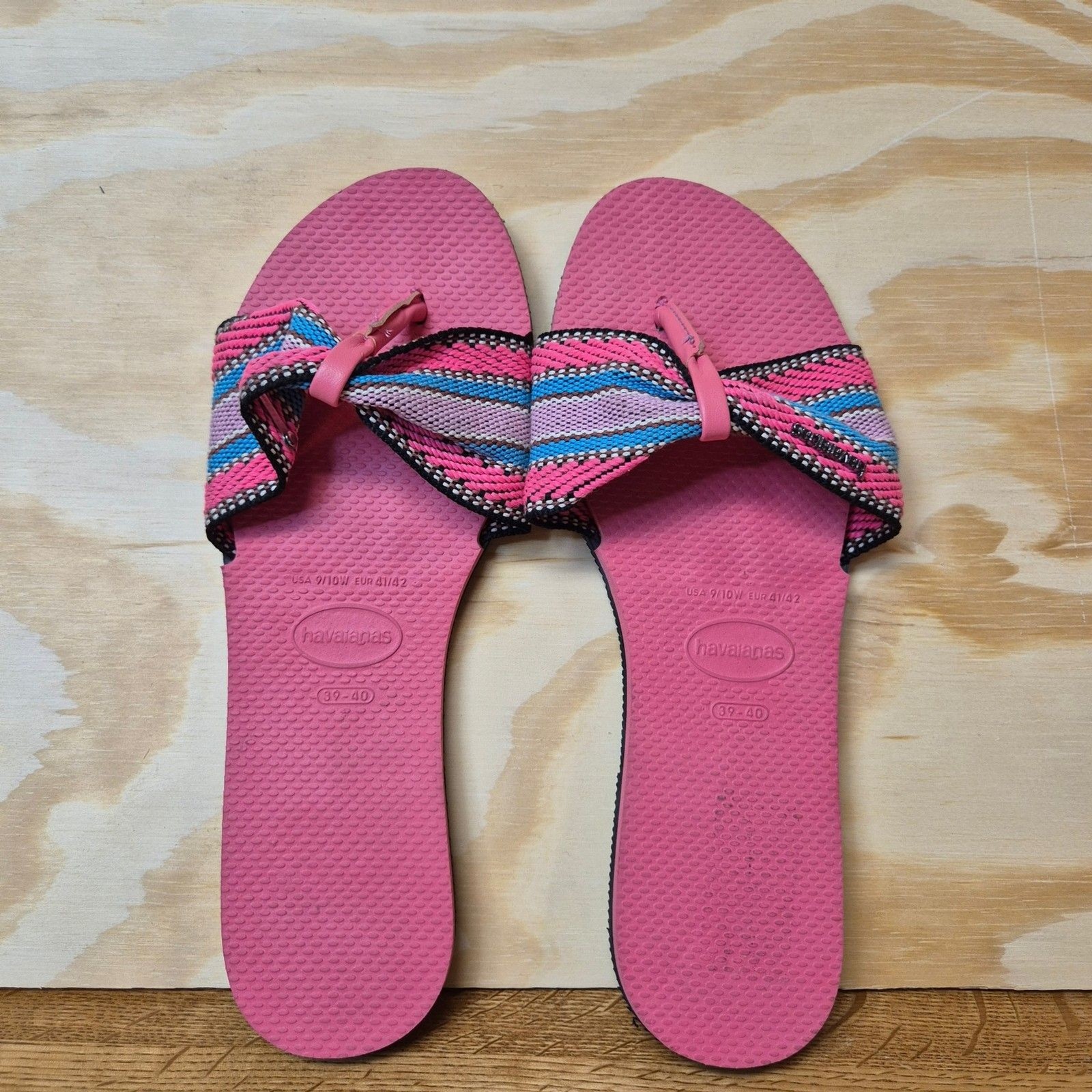 Havaianas You St Tropez Pink Bow Flip Flop Sandals Womens US 9 10 Brazil