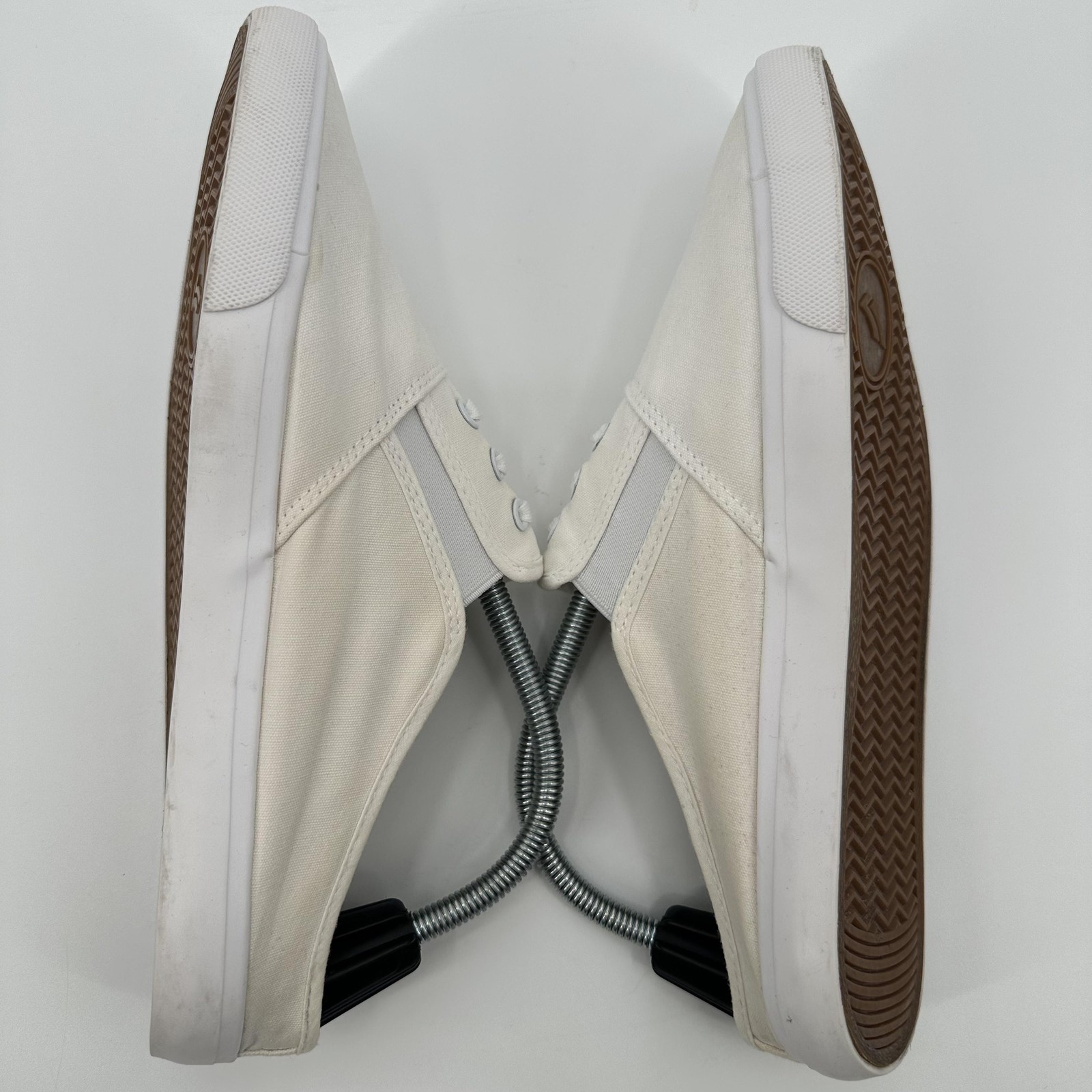 Feiyao Shoes Mens Size 270 White Canvas Slip-On Laceless Elastic Gore Casual