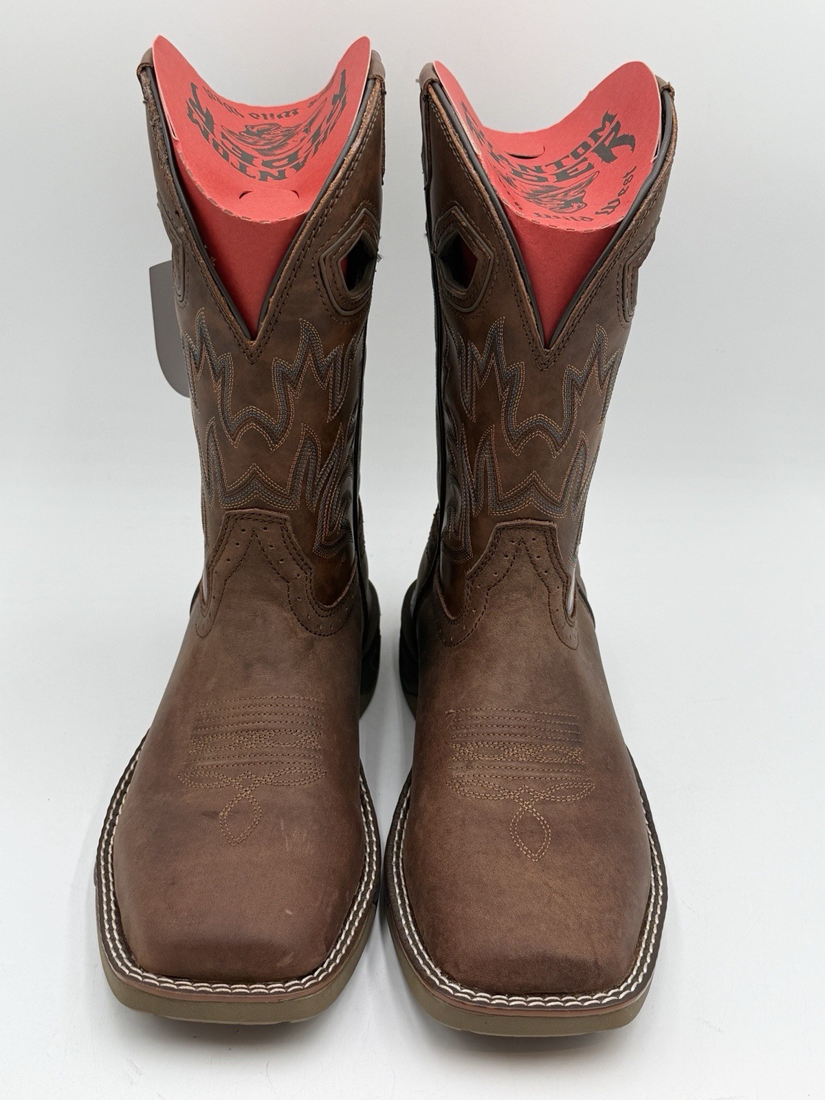 NEW PHANTOM RIDER SZ 9.5 D 11″ Roper Pull On Work Boots Square Toe in BROWN