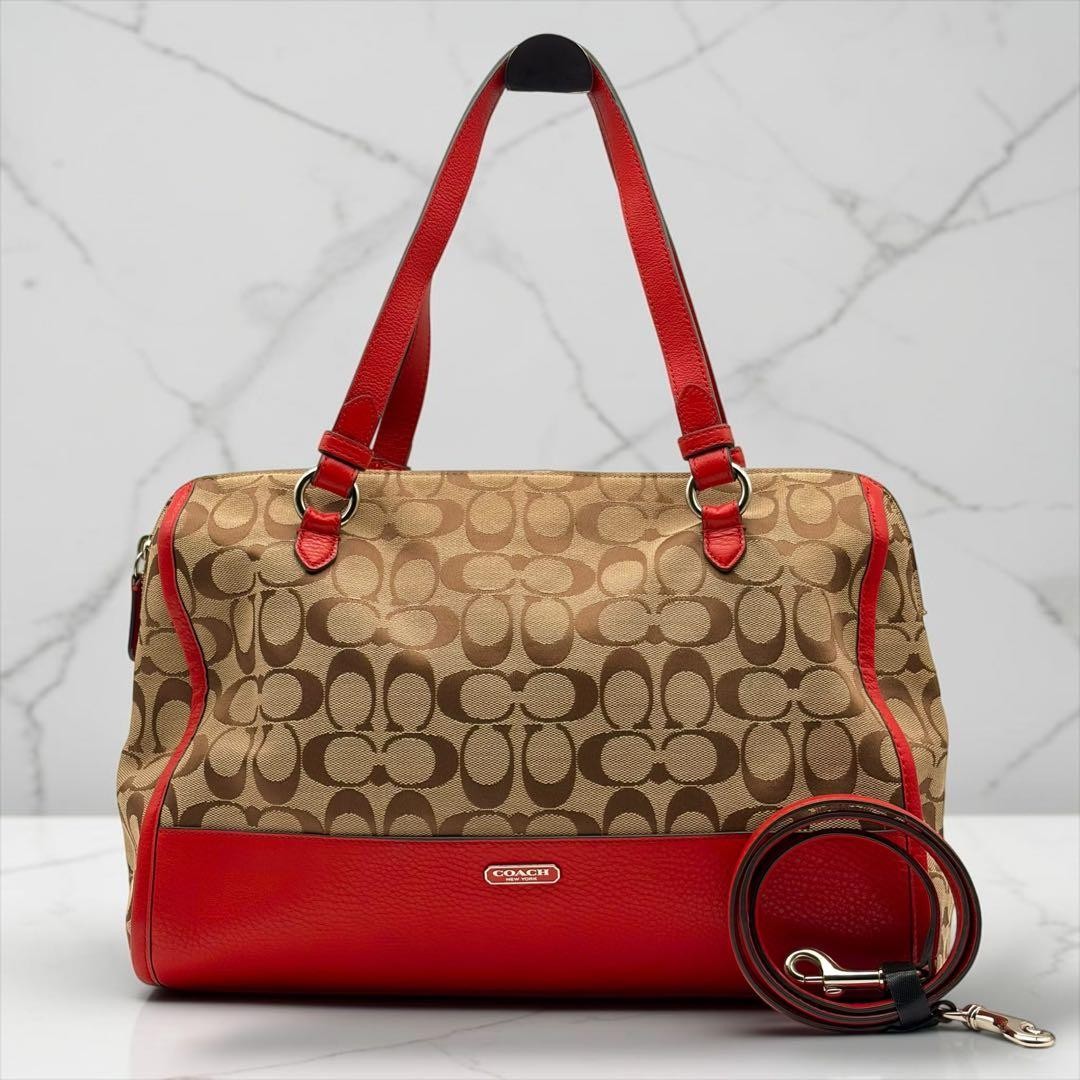 COACH 2way Mini Boston Bag Signature Orange