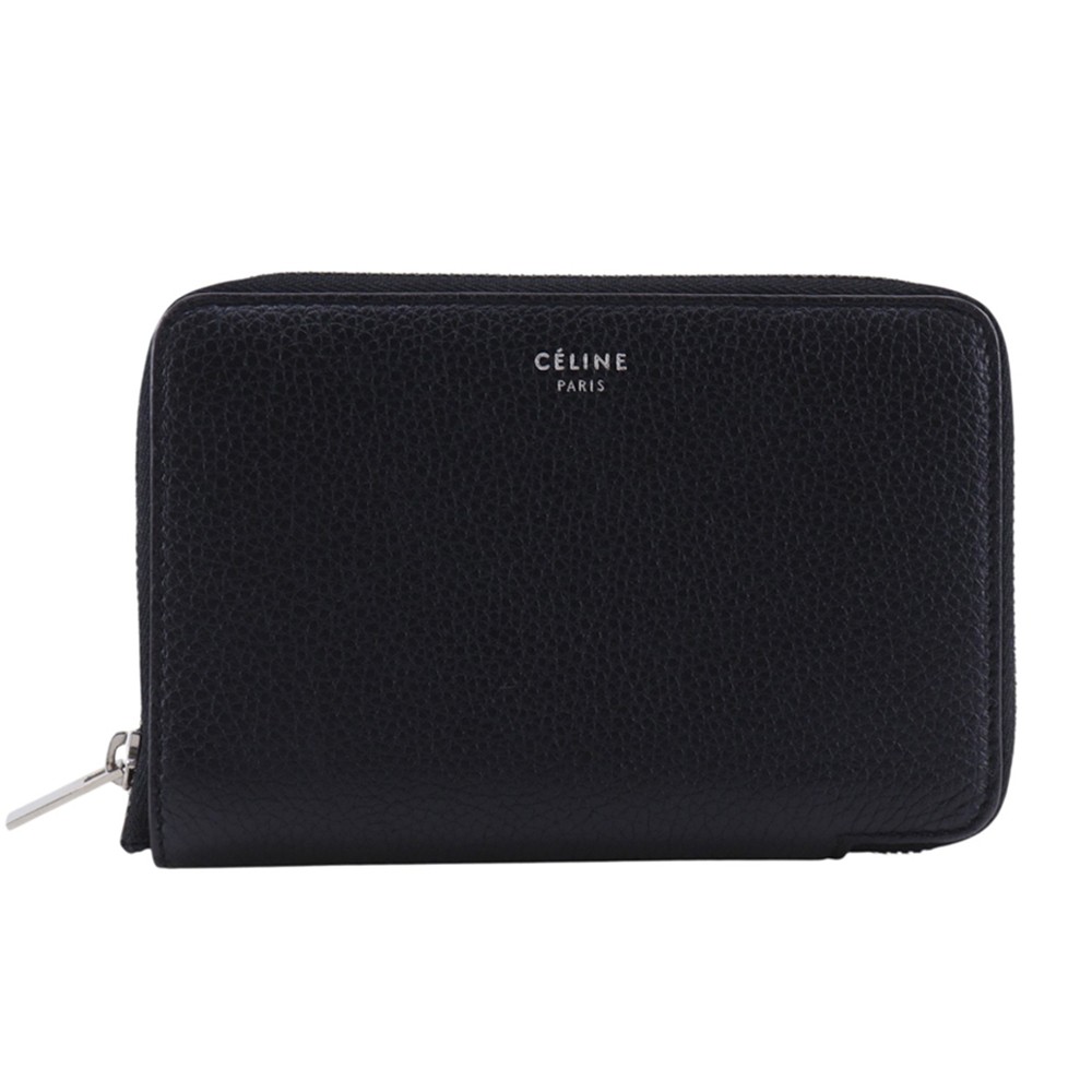 CELINE Medium Zip Around Bi-Fold Wallet 104393AFE.38NO black/yellow Calfsk…