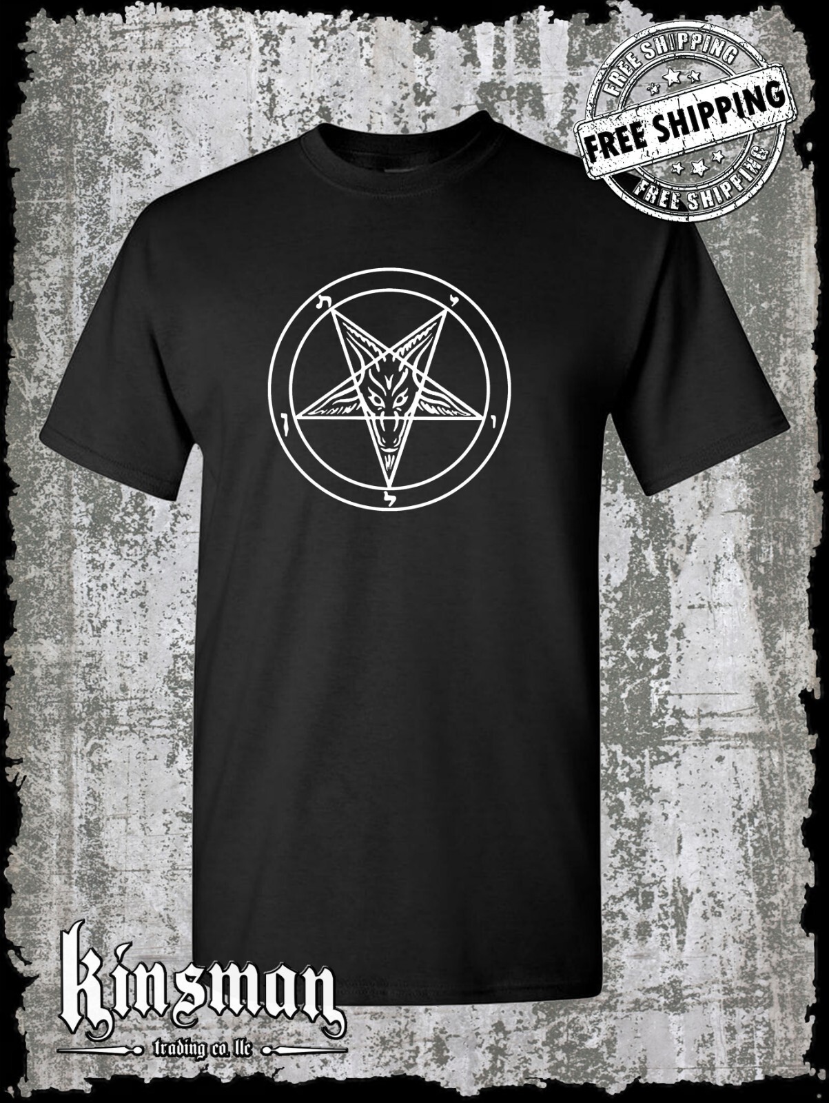 Baphomet Pentagram T-Shirt / Satanic Church Evil Punk Rock Occult Goat Skull 666