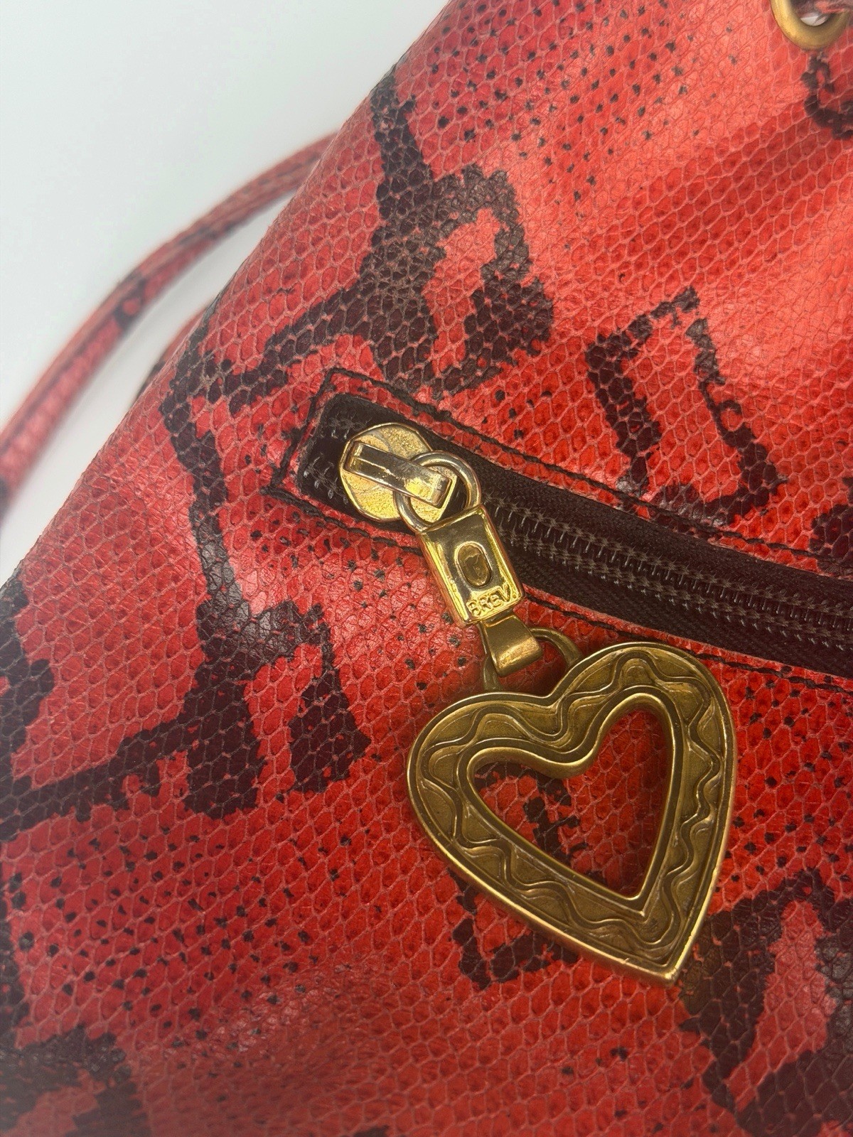 Vintage Moschino Redwall Convertible Bucket Bag Mini Backpack Snakeskin Embossed