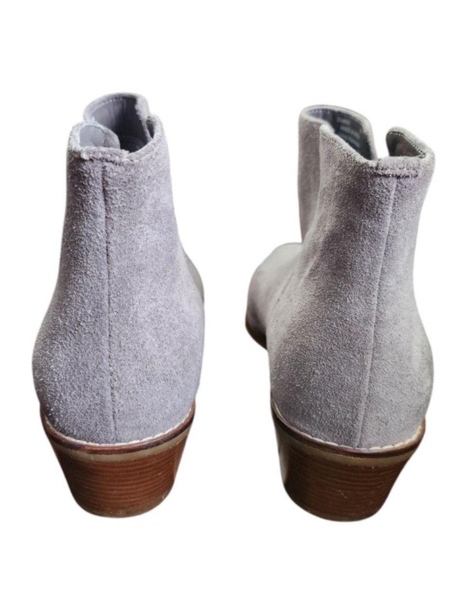 Cole Haan Gray Suede Ankle Bootie Pull-On Almond Toe Elastic Gore 8 Std