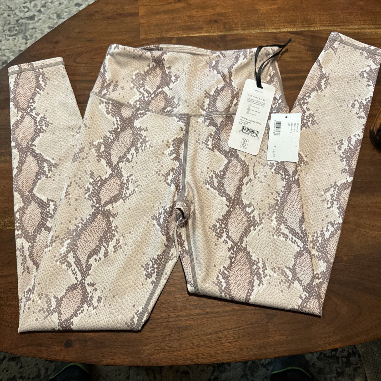 NWT $106 Varley Century 2.0 25” In Champagne Snake Size: XS