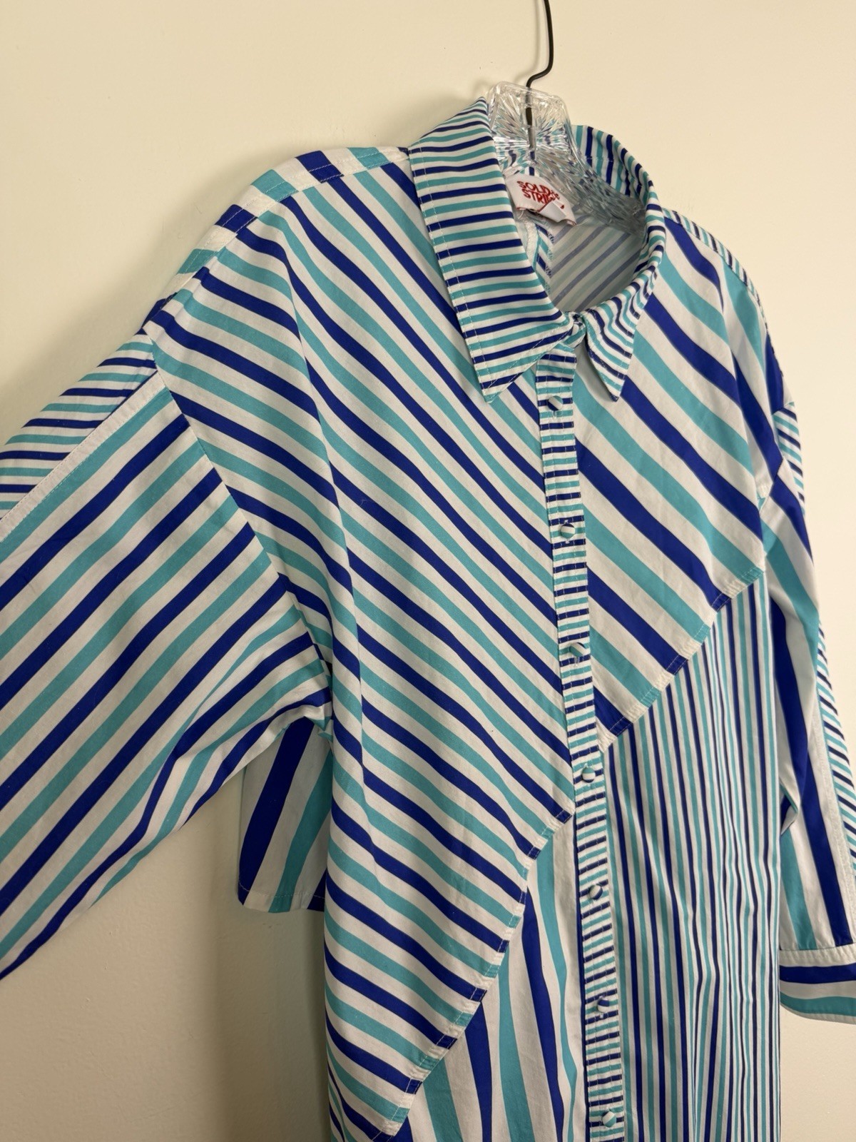 Solid & Striped The Emerson Poplin Shirt Dress in Mixed Stripe Cerulean Size M
