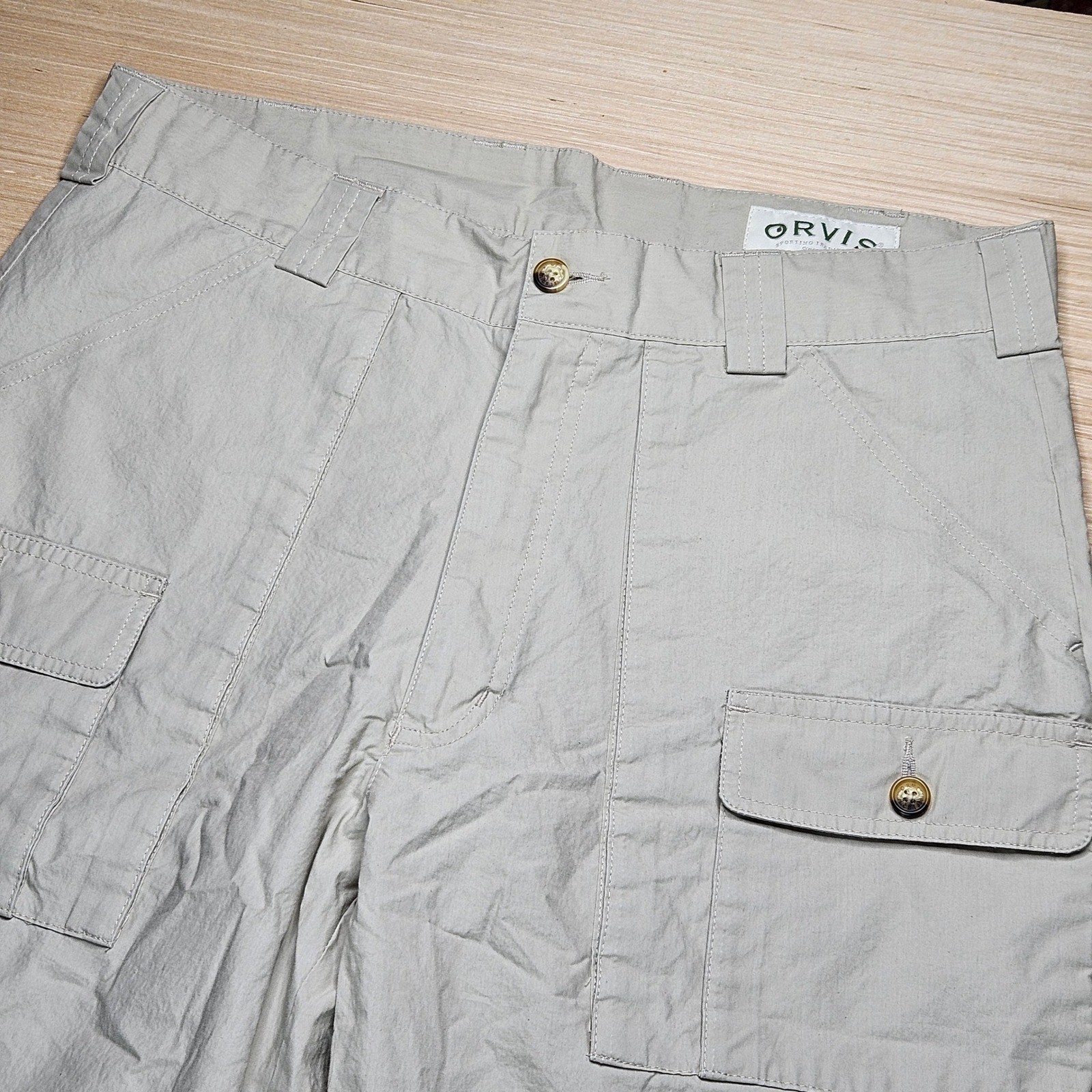 Orvis Convertible Cargo Pants Mens 34×27.5 Gray Zip Off Hiking Outdoor Fishing
