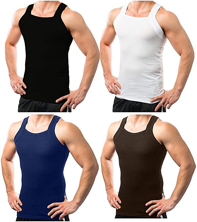 Different Touch 4 Pack Men Square Cut G-unit Style Tank Top A-shirts