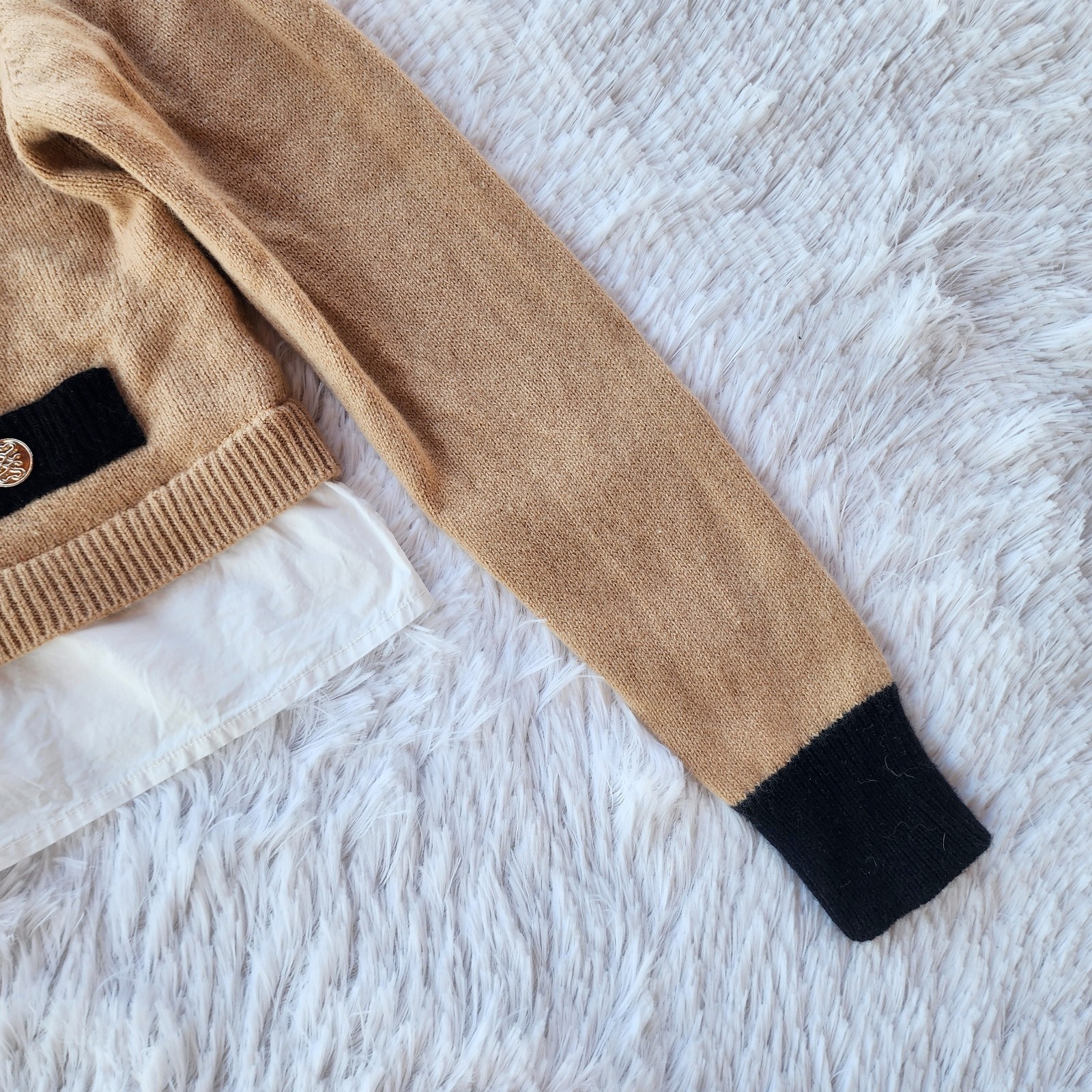 Sandro Dale Cropped Wool Cashmere Layered Sweater Size Small