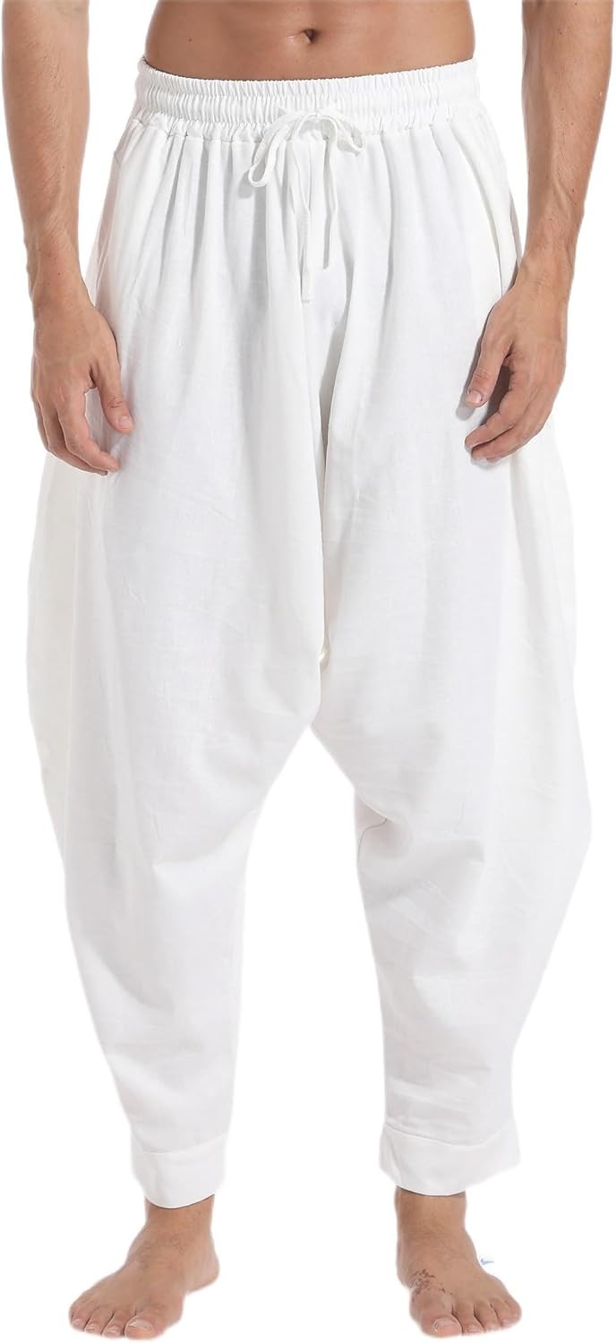 Men’s Harem Pants Baggy Casual Elastic Waist Drawstring Boho Hippie Lounge