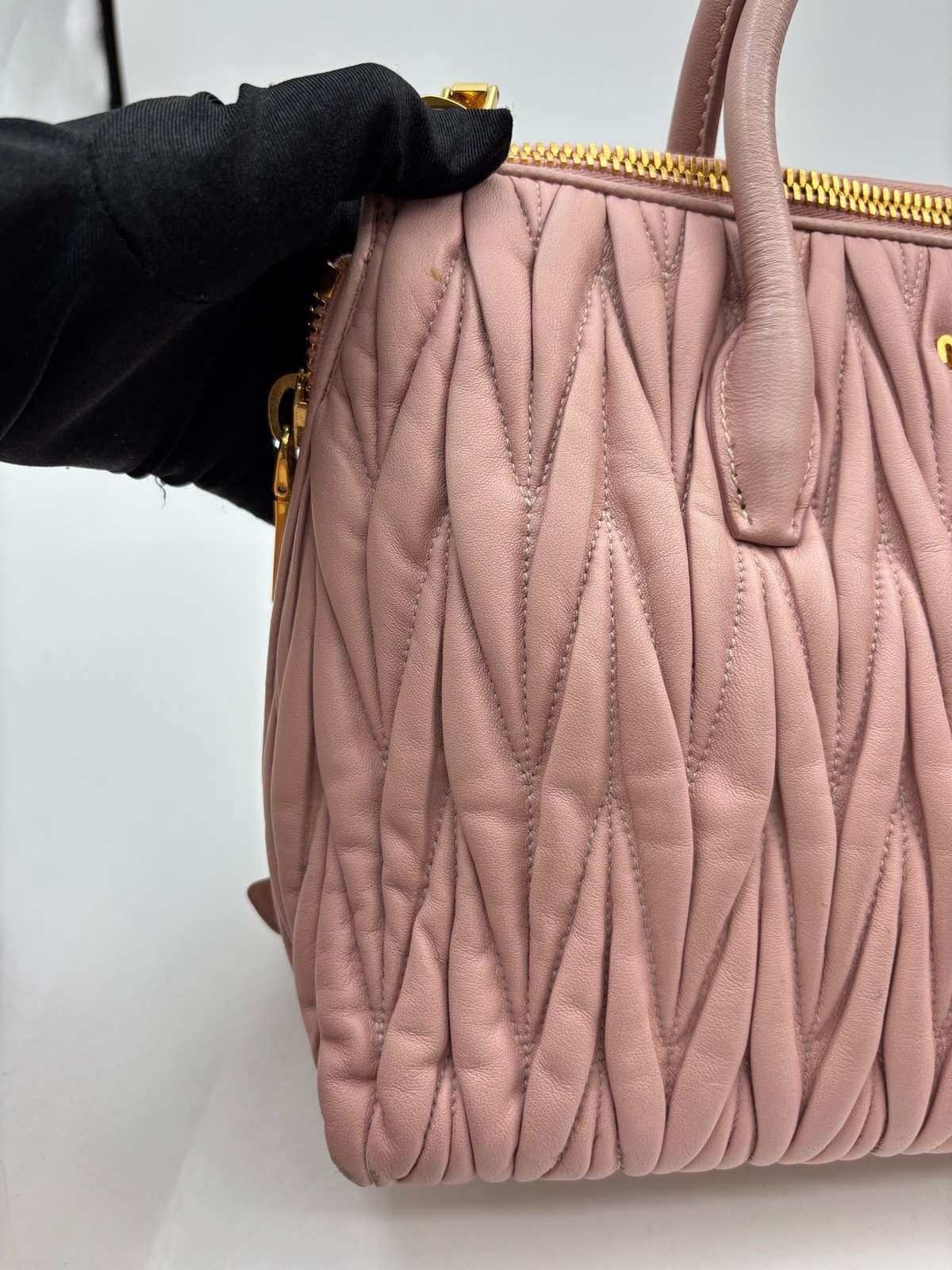 Miu Miu Pre-Owned Authentic Satchel Gold 31*15*22cm Free Tracked Shipping