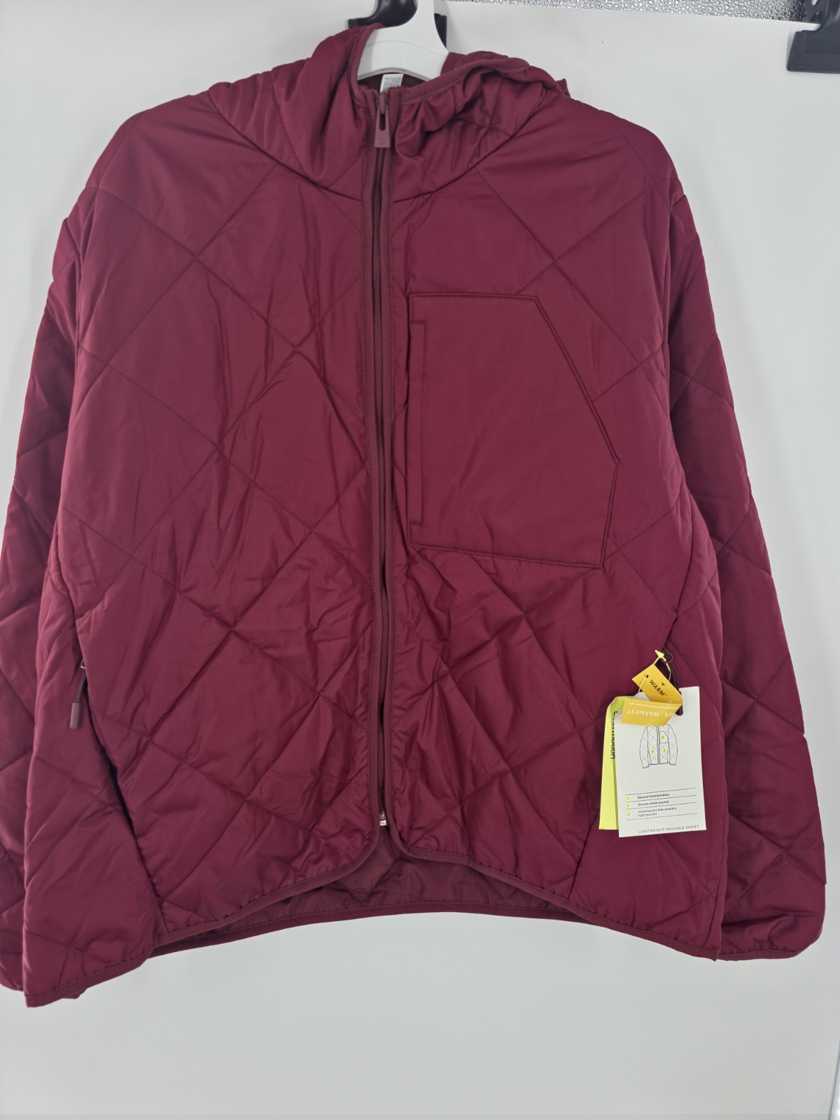 All in Motion Men’s Lightweight Packable Hooded Full Zip Jacket Burgundy XXL