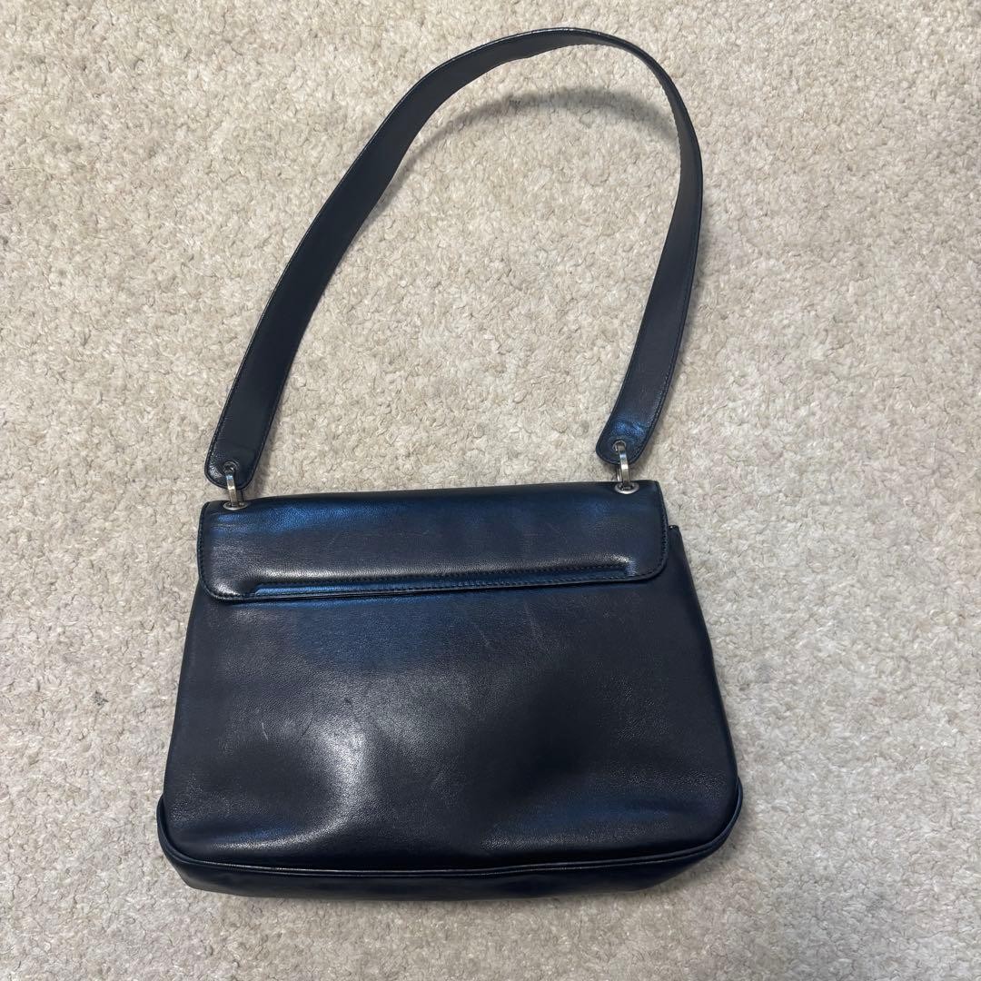 Authentic Ferragamo Black Leather Shoulder Bag 12.6in x 9.4in Slight Damage