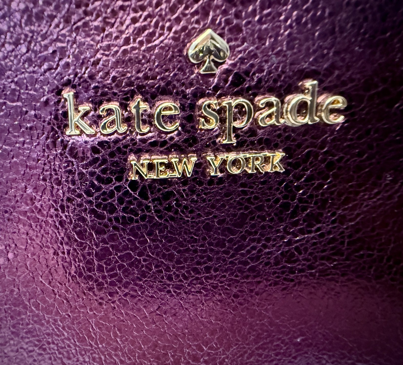 KATE SPADE NEW YORK DARK RASPBERRY METALLIC LEATHER M LUCY