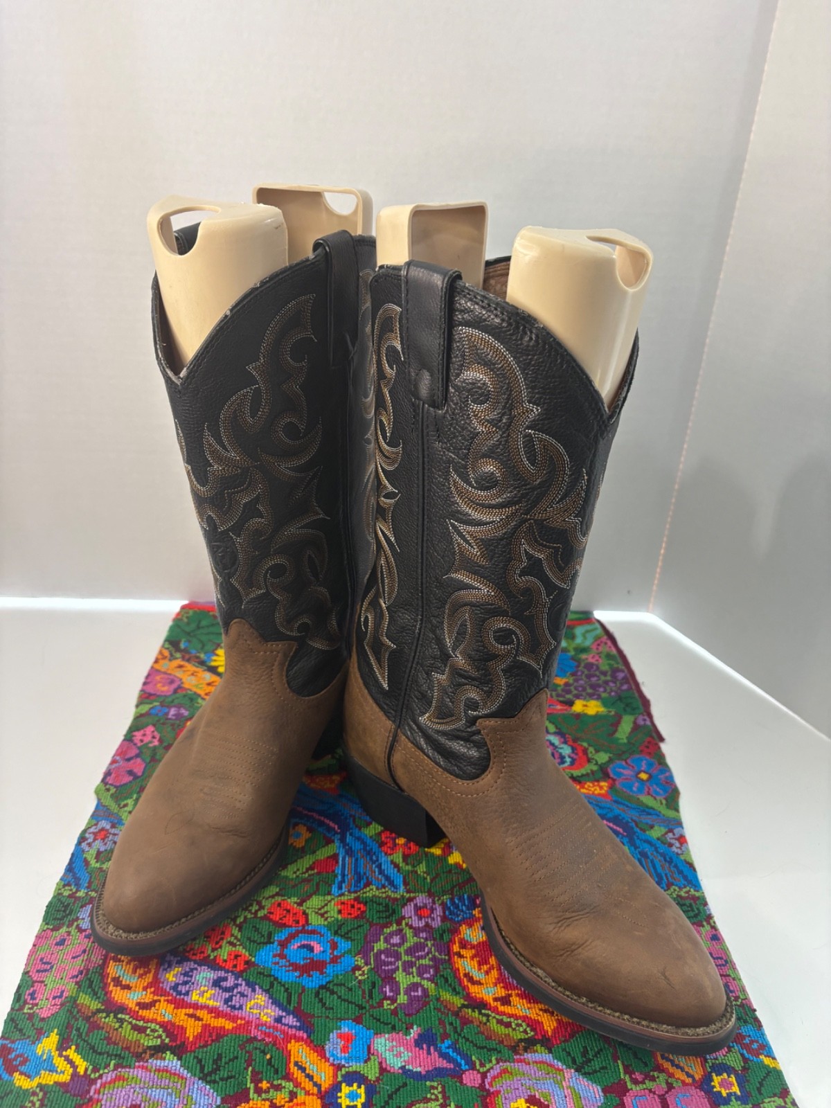 TONY LAMA RR400J Men’s Brown Bullhide Leather Rodeo Cowboy Boots 9EE EUC