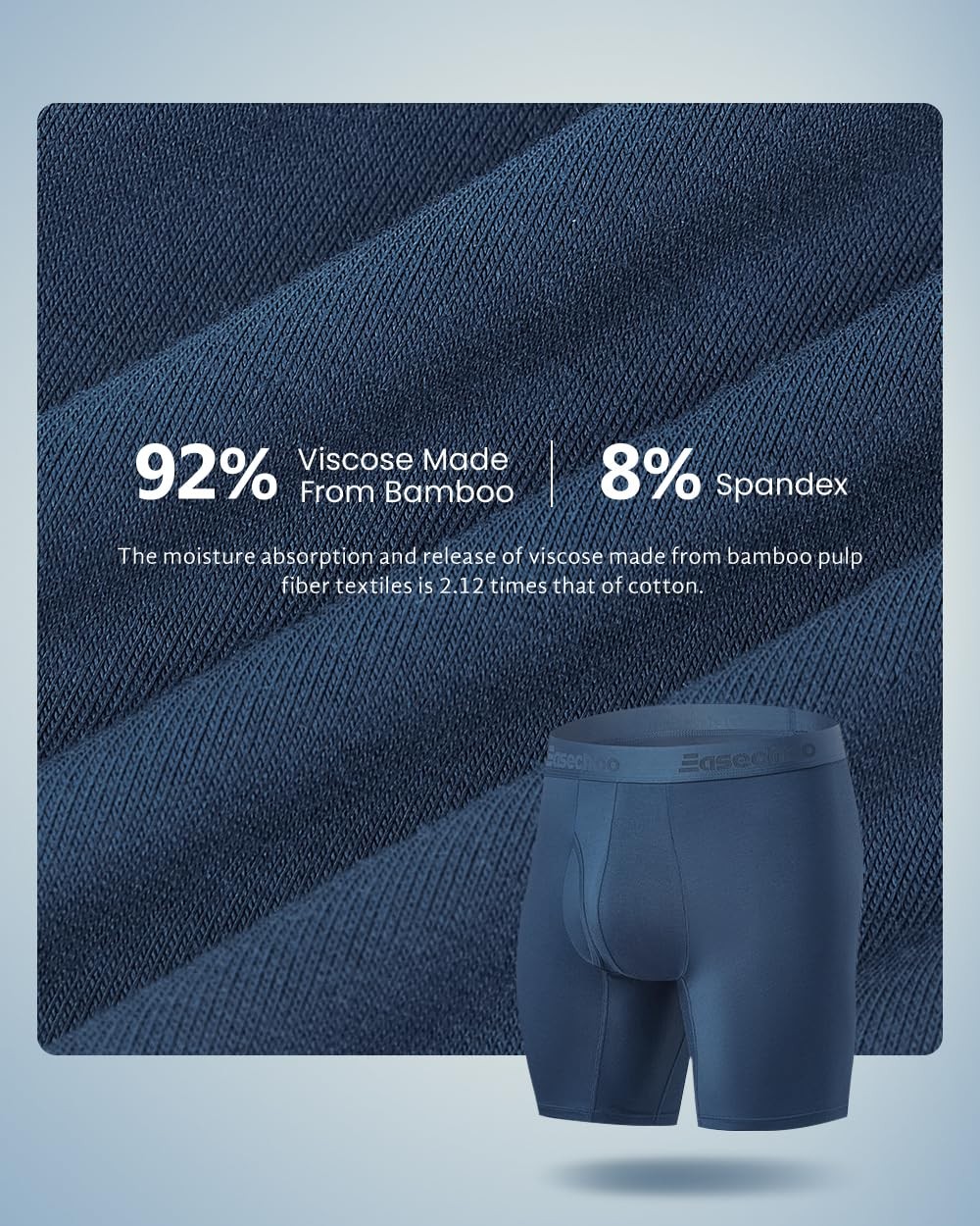 Bamboo Rayon Men’s Cooling Boxer Briefs Ultra Soft Comfortable Underwear