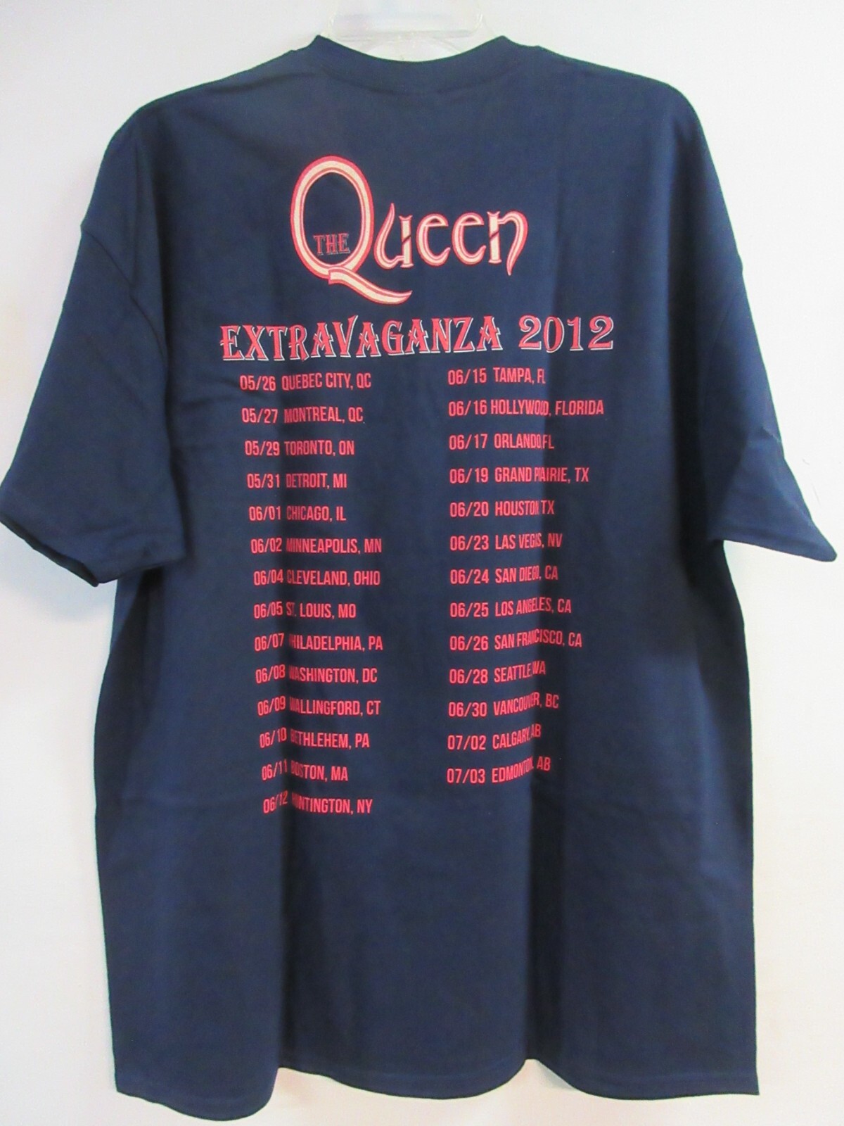 QUEEN OFFICIAL MERCH EXTRAVAGANZA 2012 BAND CONCERT MUSIC T-SHIRT EXTRA LARGE