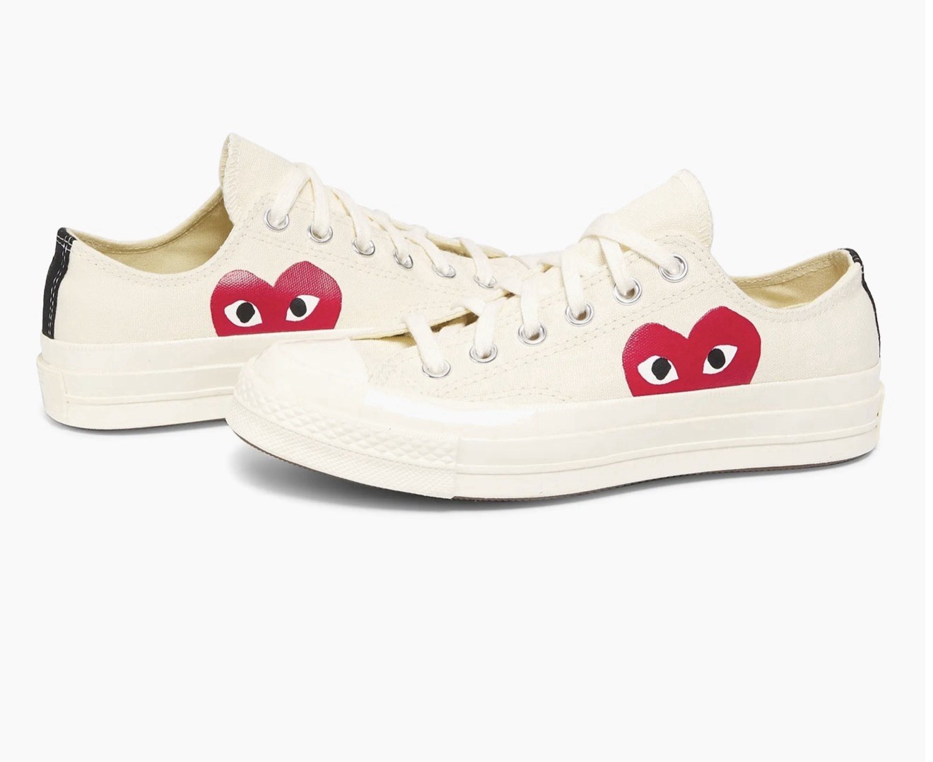 $150 Converse Comme des Garçons Play x Chuck 70 Low Multi Heart Red M-8.5,W-10.5