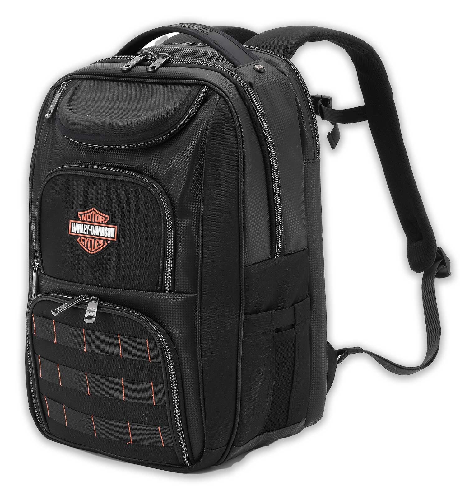 Harley-Davidson Storm 3D Rubber Bar & Shield Logo Rugged Backpack, Black