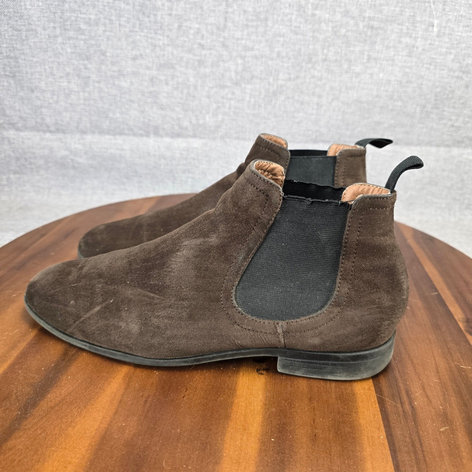 Mens Brown Suede Chelsea Boots Ankle Pull On Elastic Gore Size EUR 41 US 8.5